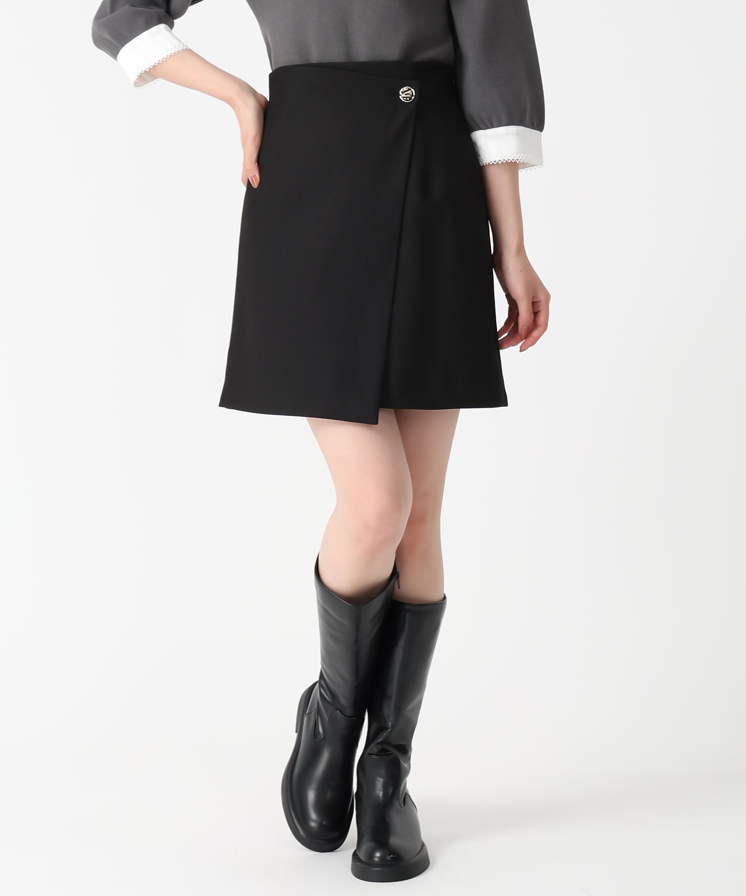 トランテアン ソン ドゥ モード 31 Sons de mode 2025秋冬新作 ラップミニスカート TT537213 （BLACK） BLACK