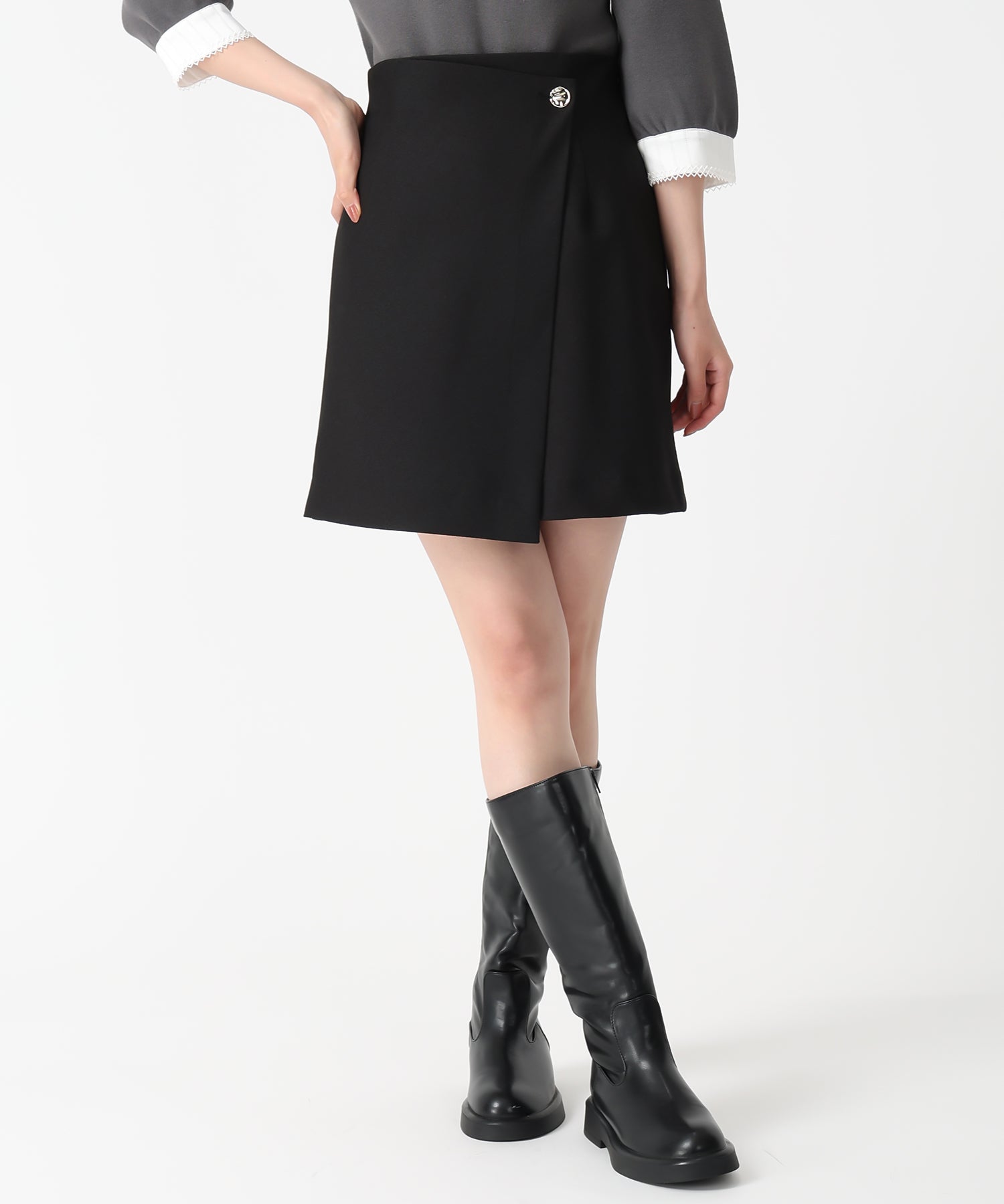 トランテアン ソン ドゥ モード 31 Sons de mode 2025秋冬新作 ラップミニスカート TT537213 （BLACK） BLACK