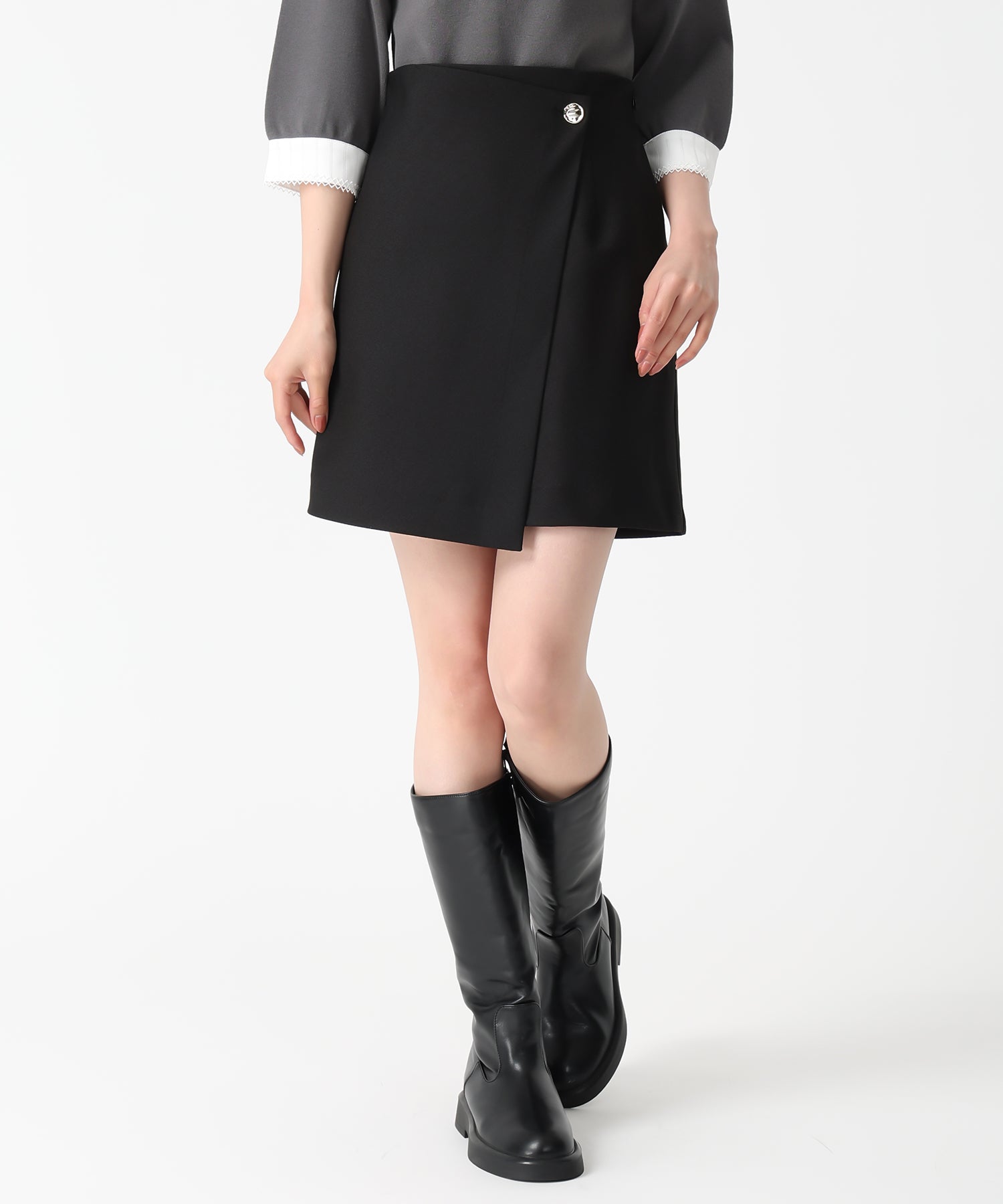 トランテアン ソン ドゥ モード 31 Sons de mode 2025秋冬新作 ラップミニスカート TT537213 （BLACK） BLACK