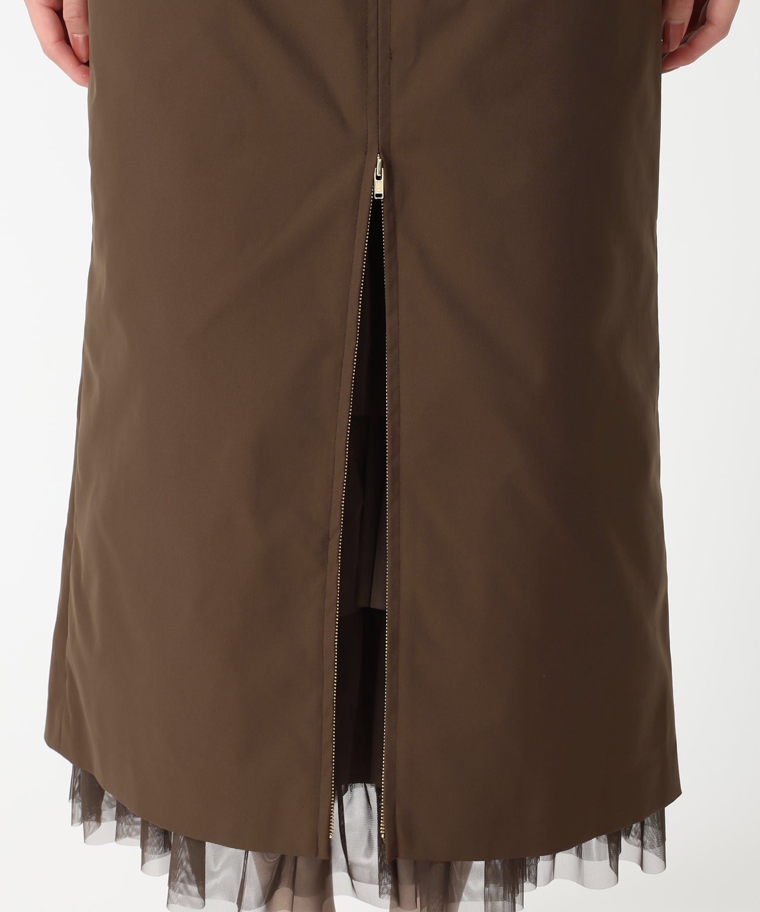 トランテアン ソン ドゥ モード 31 Sons de mode 2025秋冬新作 チュールティアードインナーツイルスカート TT537211 （BEIGE） BEIGE