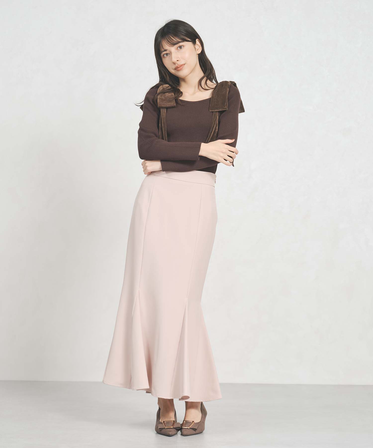 トランテアン ソン ドゥ モード 31 Sons de mode 2025秋冬新作 ベロア肩リボンニット TT538309 （BROWN） BROWN