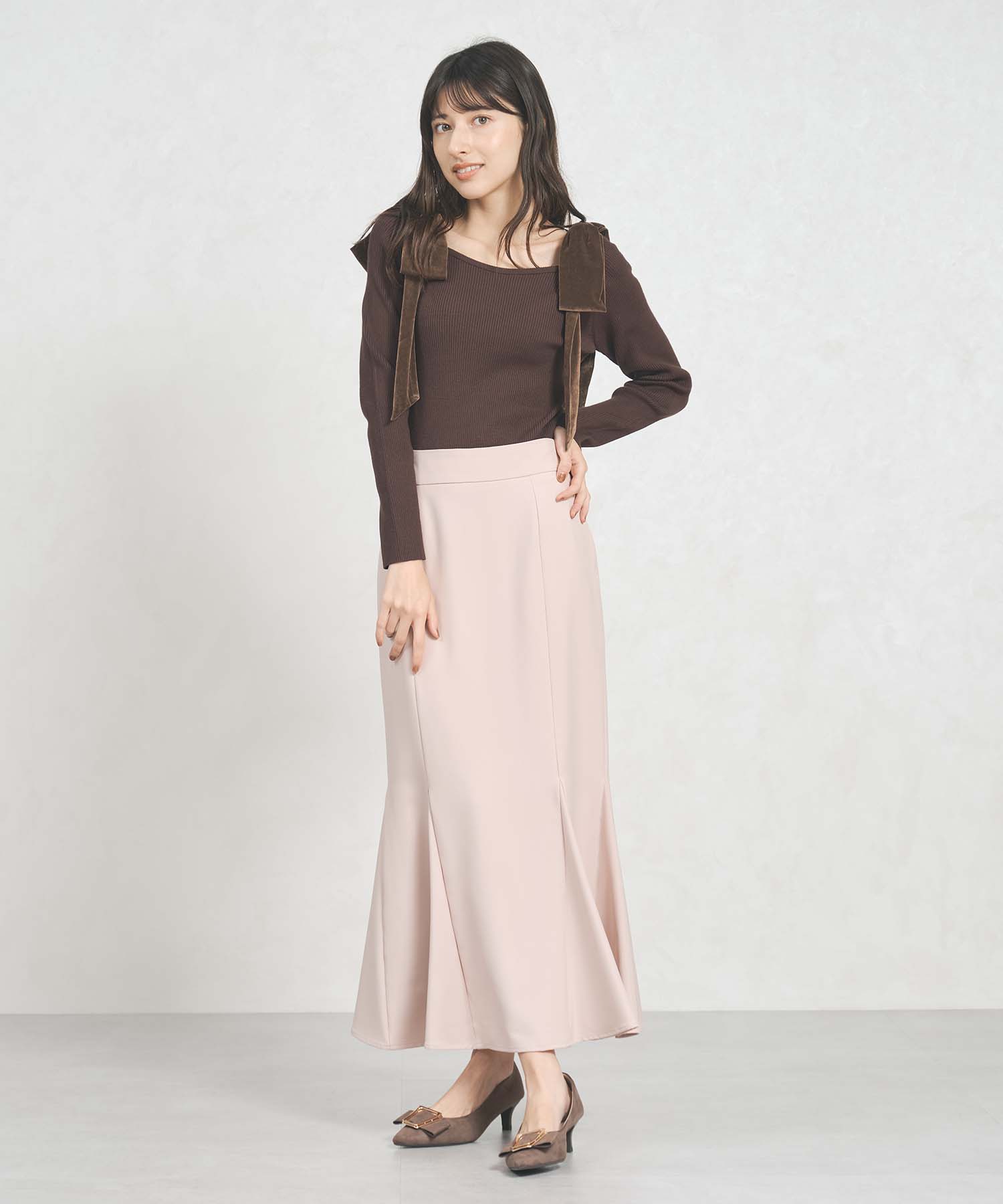 トランテアン ソン ドゥ モード 31 Sons de mode 2025秋冬新作 ベロア肩リボンニット TT538309 （BROWN） BROWN