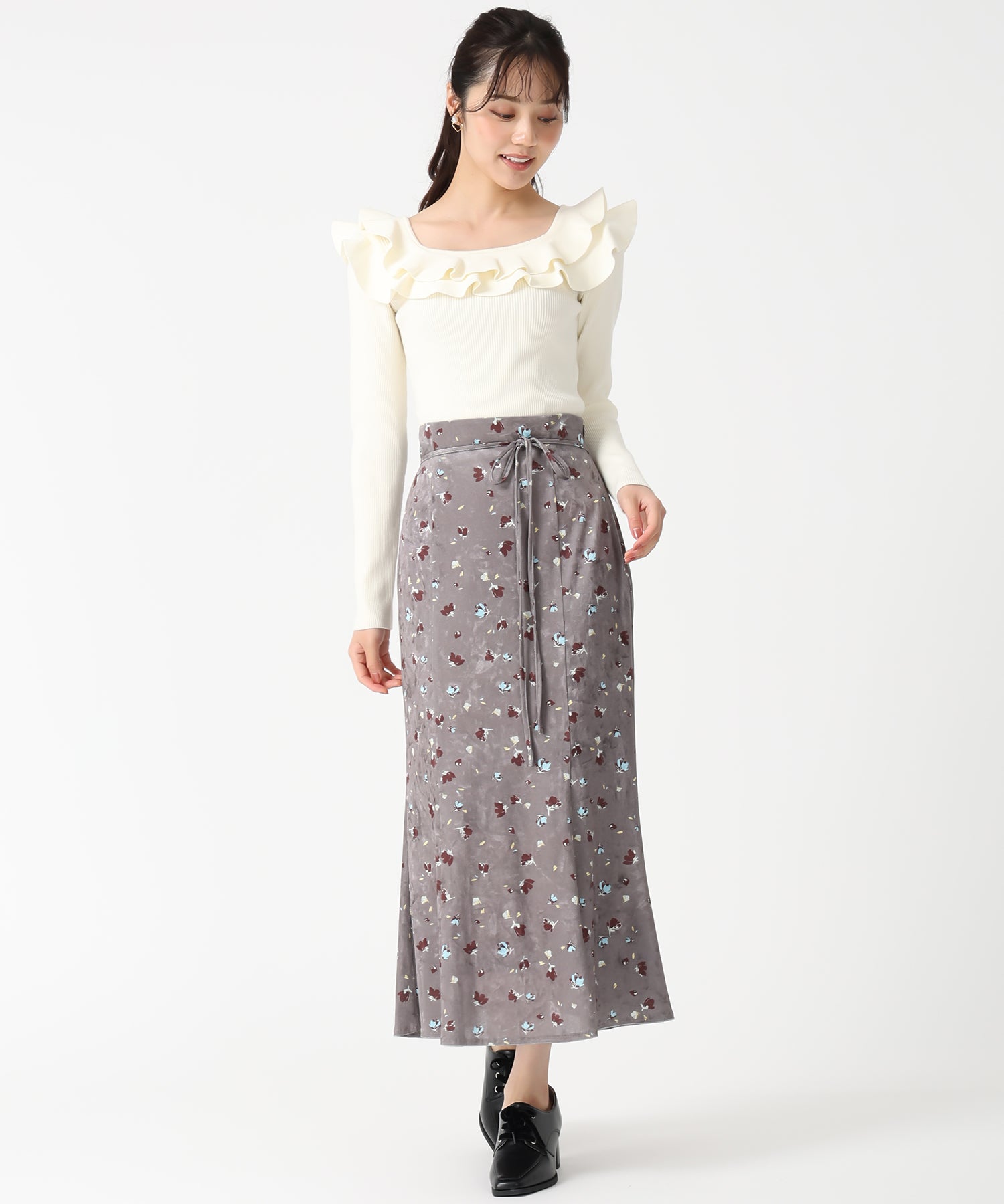 トランテアン ソン ドゥ モード 31 Sons de mode 2025秋冬新作 ベルベットフラワースカート TT537209 （PINK） PINK