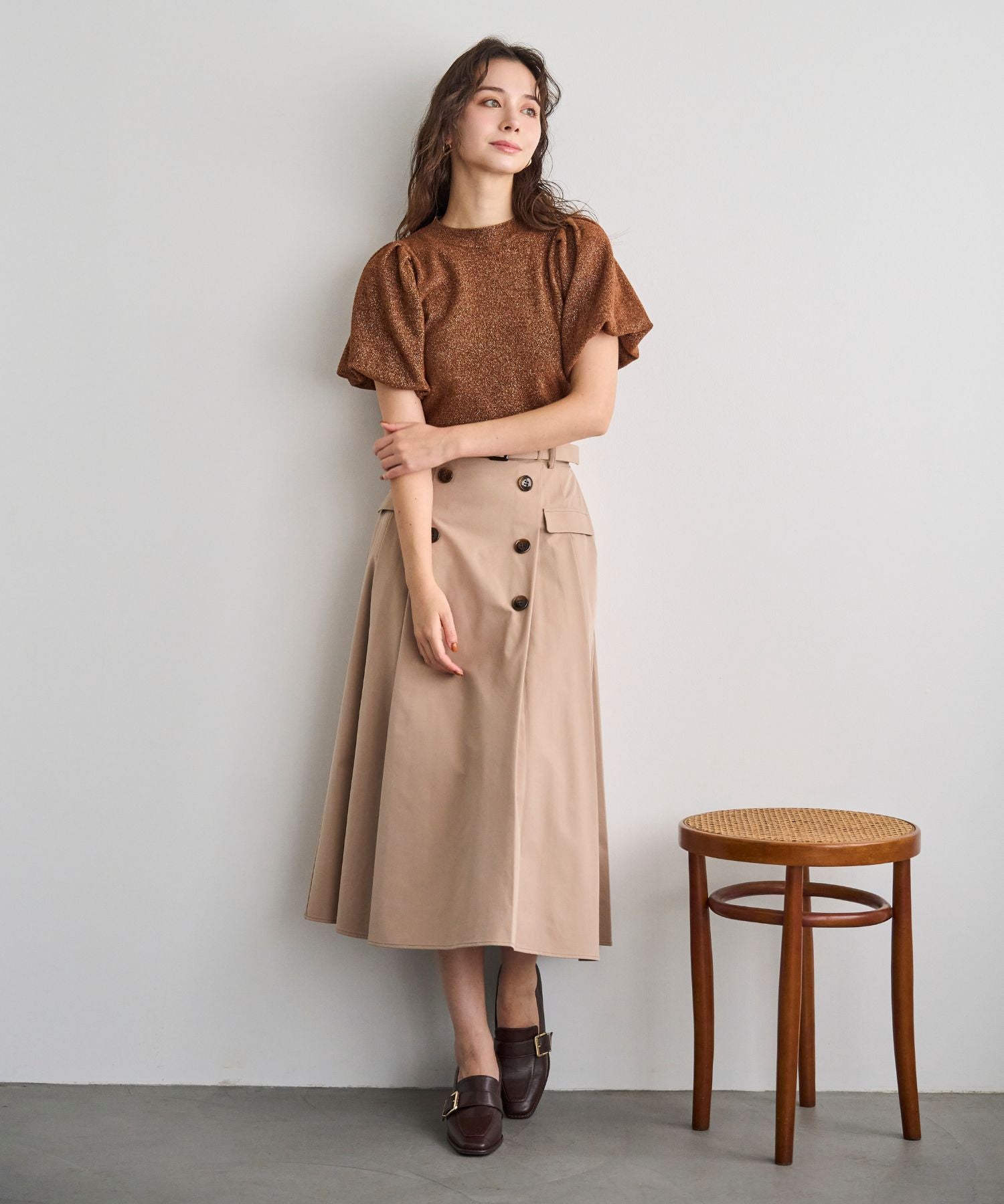 トランテアン ソン ドゥ モード 31 Sons de mode 2028秋冬新作 モール半袖ニット TT538308 （BROWN） BROWN
