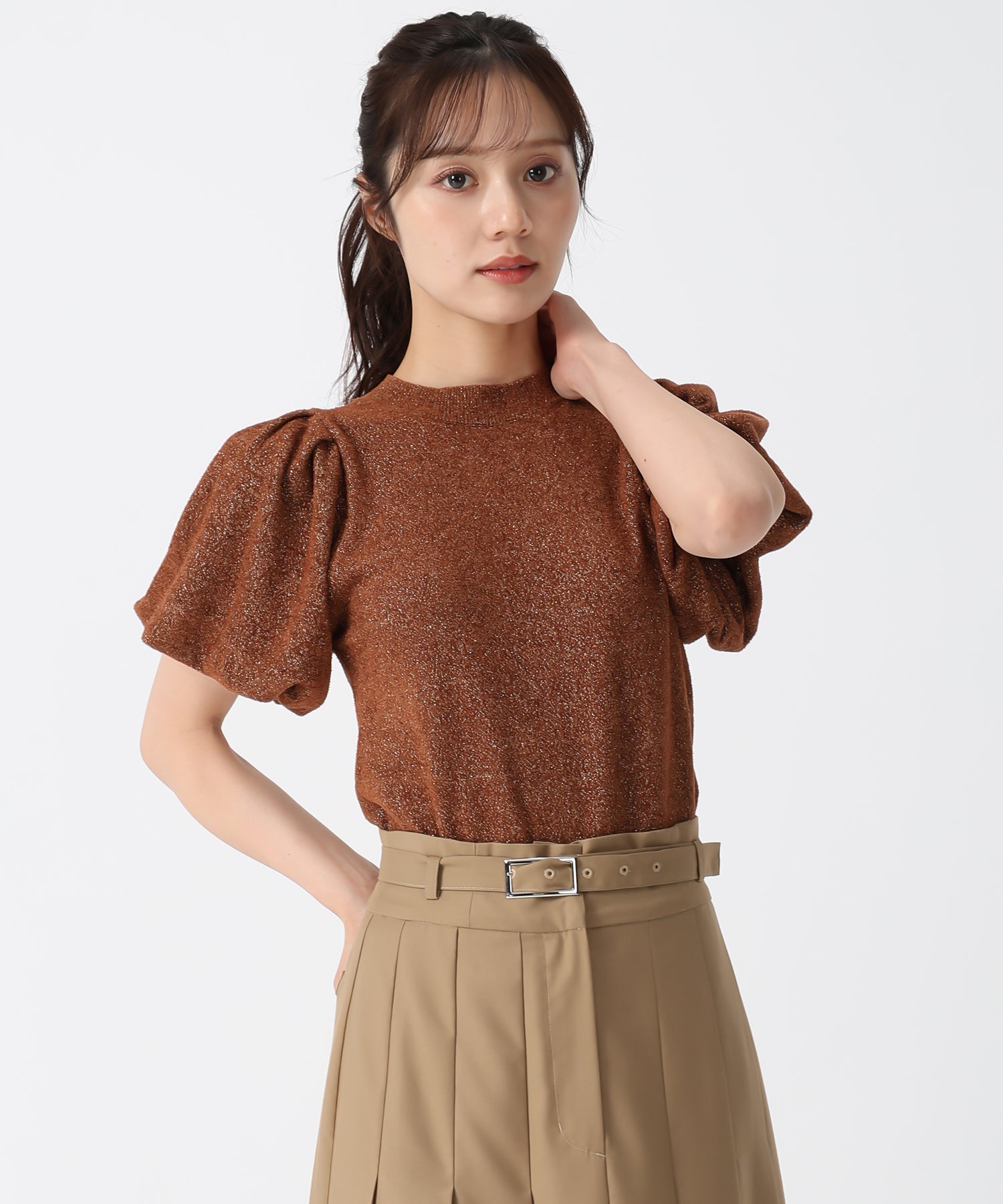 トランテアン ソン ドゥ モード 31 Sons de mode 2028秋冬新作 モール半袖ニット TT538308 （BROWN） BROWN