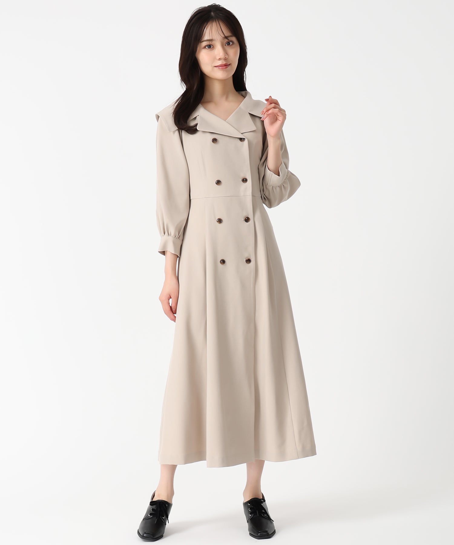 トランテアン ソン ドゥ モード 31 Sons de mode 2025秋冬新作 ビッグ襟付きトレンチ風ワンピース TT547401 （BEIGE） BEIGE