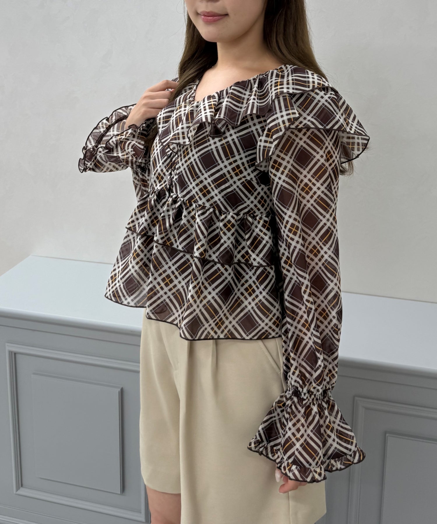 トランテアン ソン ドゥ モード 31 Sons de mode 2025秋冬新作 アソートフリルリボンブラウス TT538111 （BROWN系） BROWN系