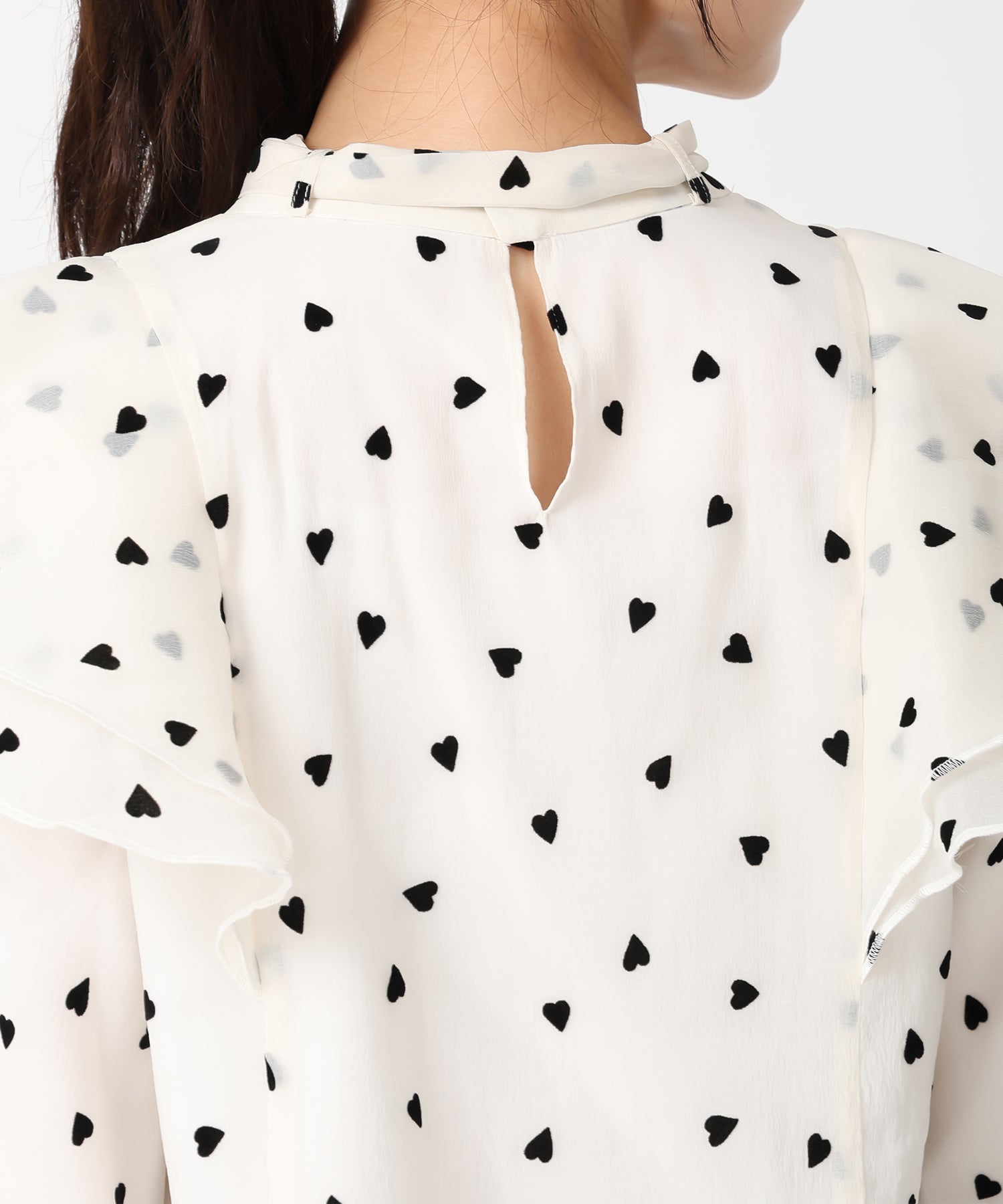 トランテアン ソン ドゥ モード 31 Sons de mode 2025秋冬新作 ハートフロッキーブラウス TT538110 （BLACK） BLACK