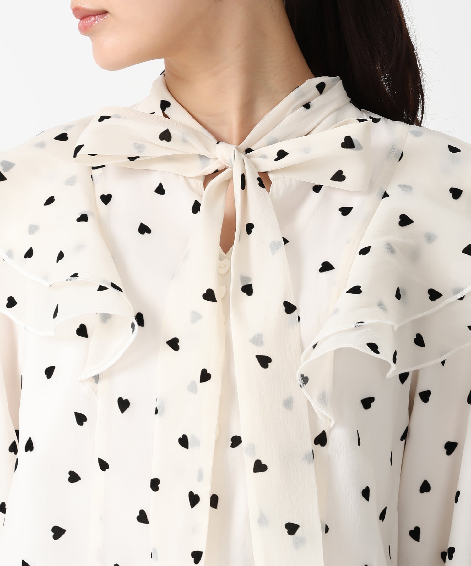 トランテアン ソン ドゥ モード 31 Sons de mode 2025秋冬新作 ハートフロッキーブラウス TT538110 （BLACK） BLACK