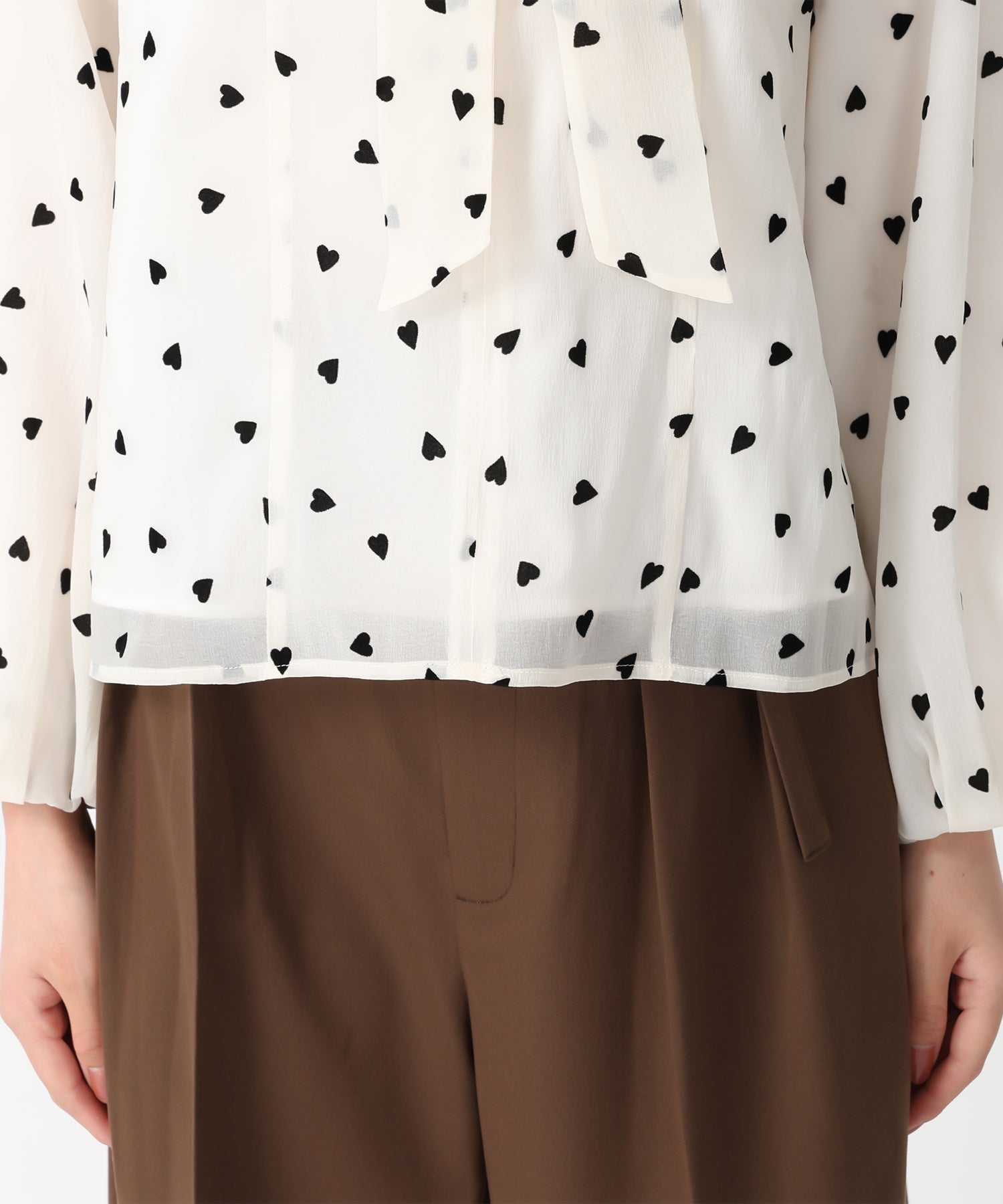 トランテアン ソン ドゥ モード 31 Sons de mode 2025秋冬新作 ハートフロッキーブラウス TT538110 （BLACK） BLACK