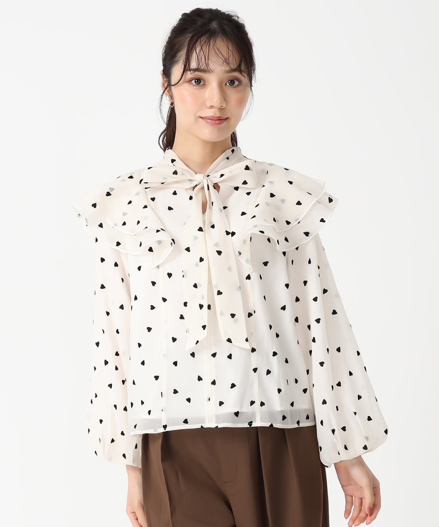 トランテアン ソン ドゥ モード 31 Sons de mode 2025秋冬新作 ハートフロッキーブラウス TT538110 （BLACK） BLACK