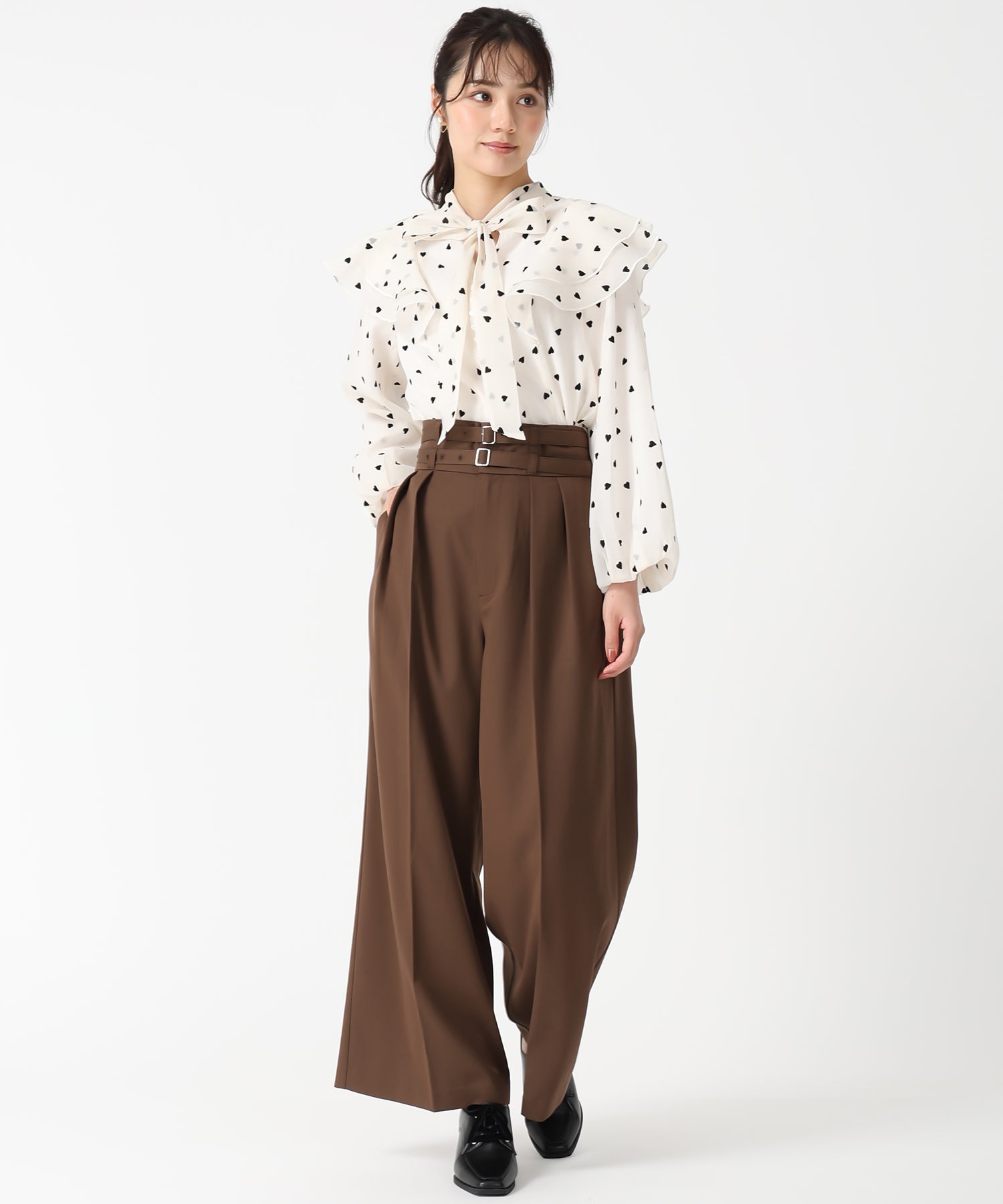 トランテアン ソン ドゥ モード 31 Sons de mode 2025秋冬新作 ハートフロッキーブラウス TT538110 （BLACK） BLACK