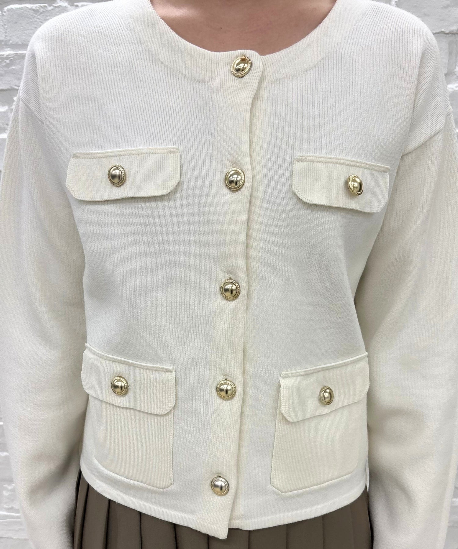 トランテアン ソン ドゥ モード 31 Sons de mode 2025秋冬新作 ダブルフラップニットジャケット TT538504 （OFF-WHITE） OFF-WHITE