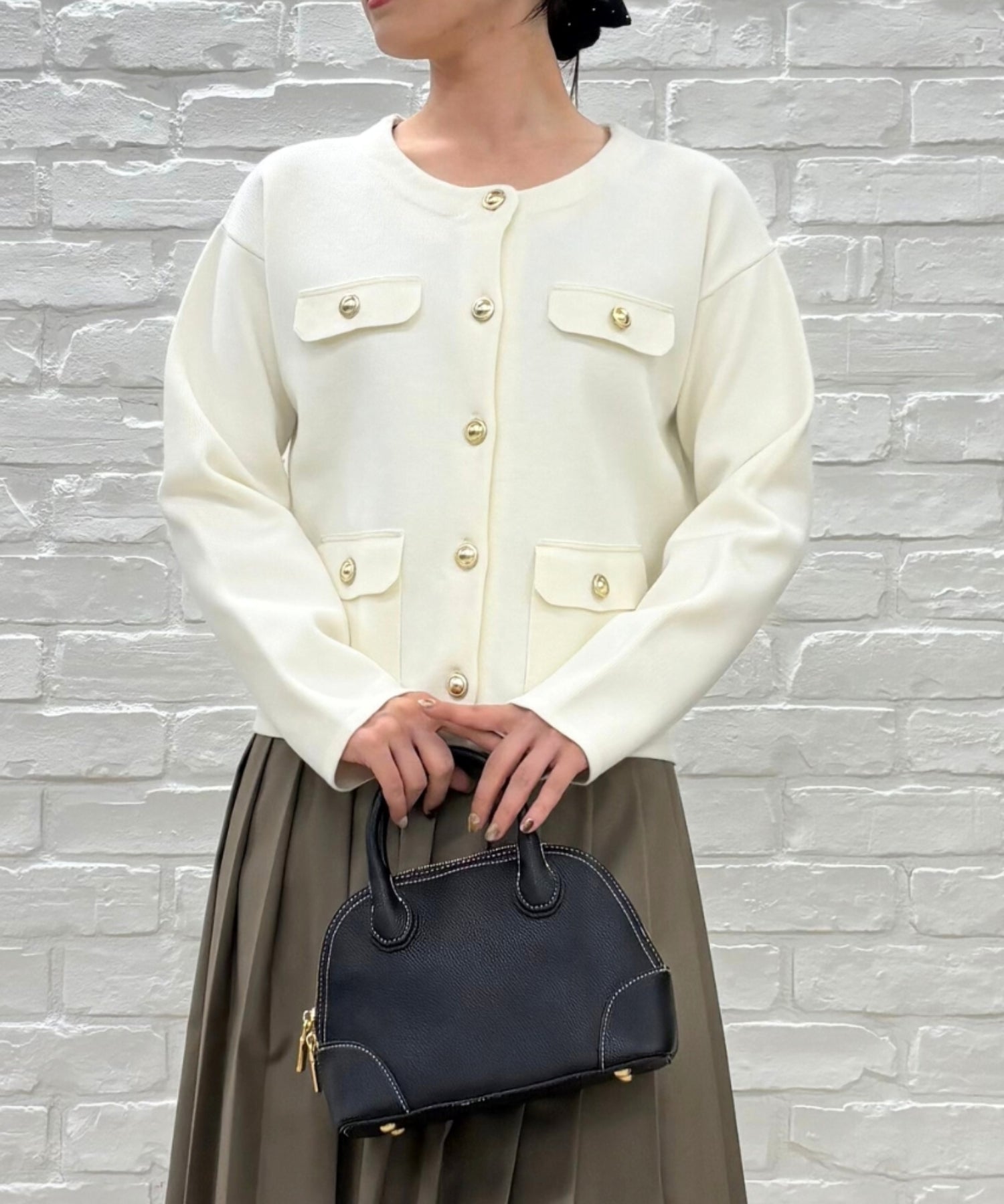 トランテアン ソン ドゥ モード 31 Sons de mode 2025秋冬新作 ダブルフラップニットジャケット TT538504 （OFF-WHITE） OFF-WHITE