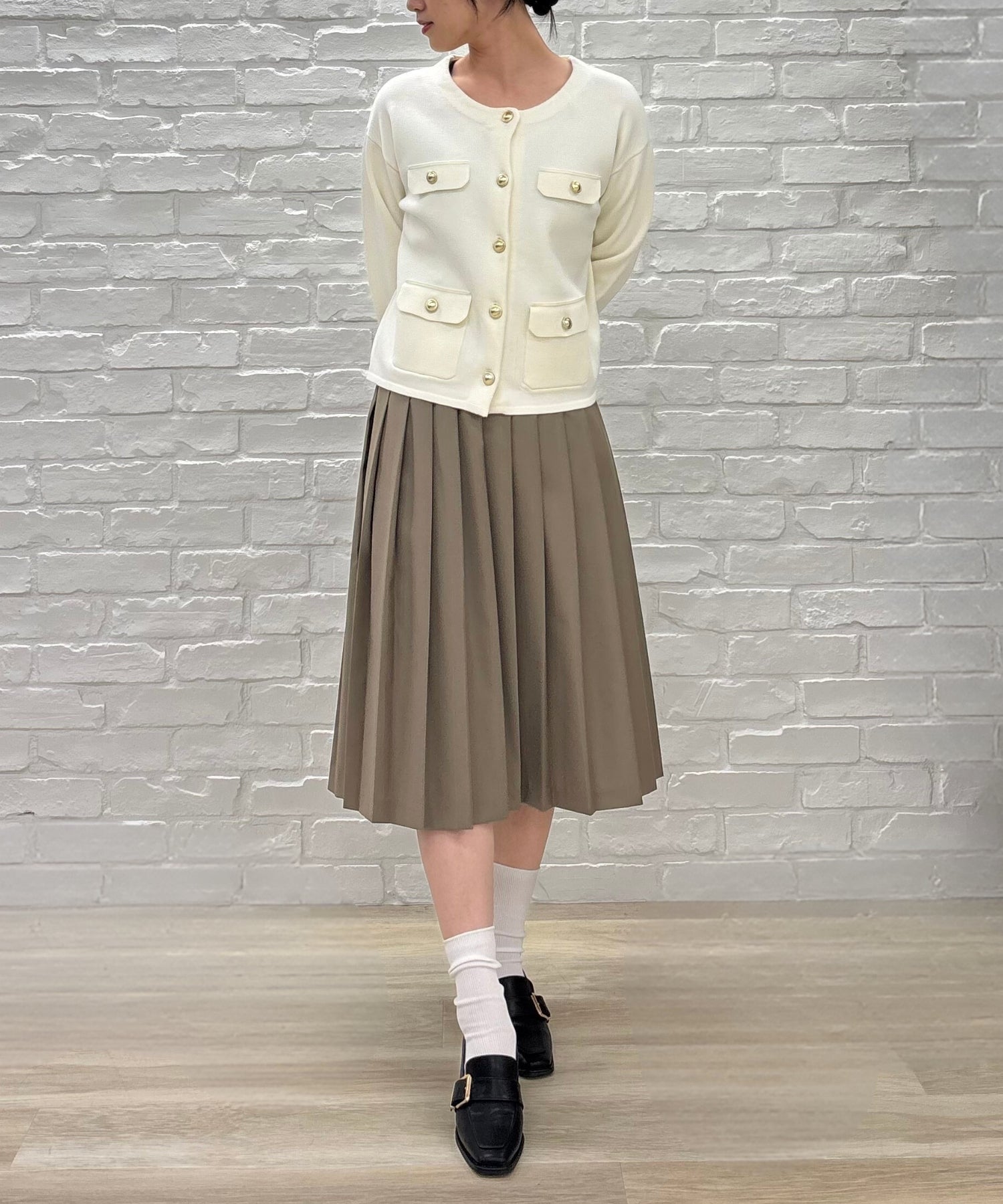 トランテアン ソン ドゥ モード 31 Sons de mode 2025秋冬新作 ダブルフラップニットジャケット TT538504 （OFF-WHITE） OFF-WHITE
