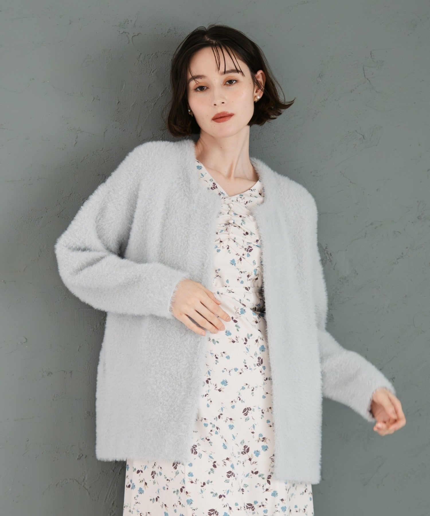 トランテアン ソン ドゥ モード 31 Sons de mode 2025秋冬新作 シャギーコーディガン TT538503 （GREY） GREY