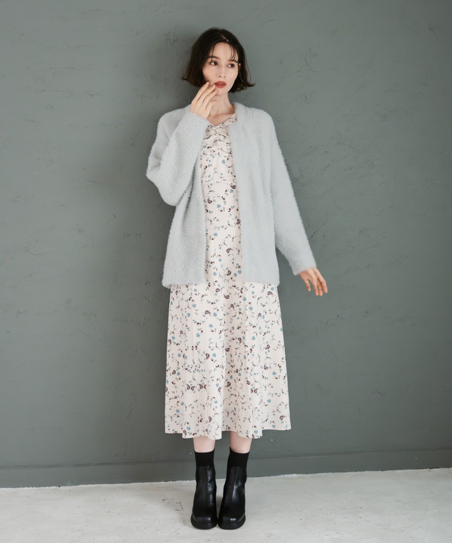 トランテアン ソン ドゥ モード 31 Sons de mode 2025秋冬新作 シャギーコーディガン TT538503 （GREY） GREY