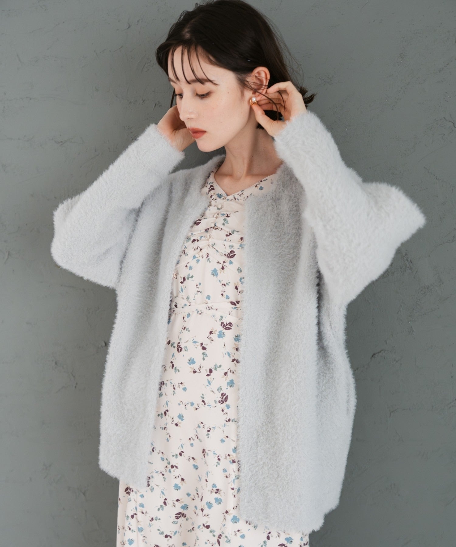 トランテアン ソン ドゥ モード 31 Sons de mode 2025秋冬新作 シャギーコーディガン TT538503 （GREY） GREY