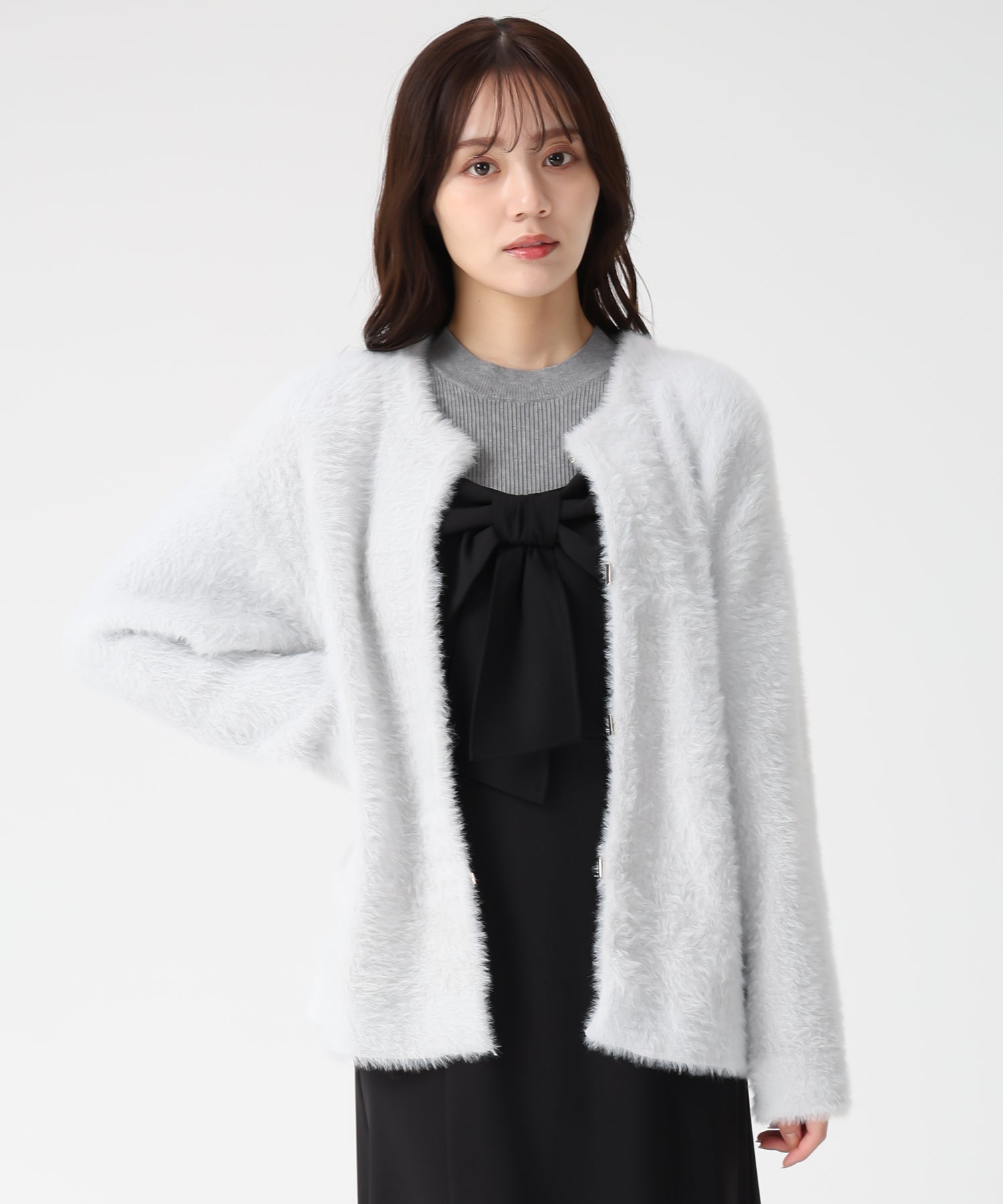 トランテアン ソン ドゥ モード 31 Sons de mode 2025秋冬新作 シャギーコーディガン TT538503 （GREY） GREY