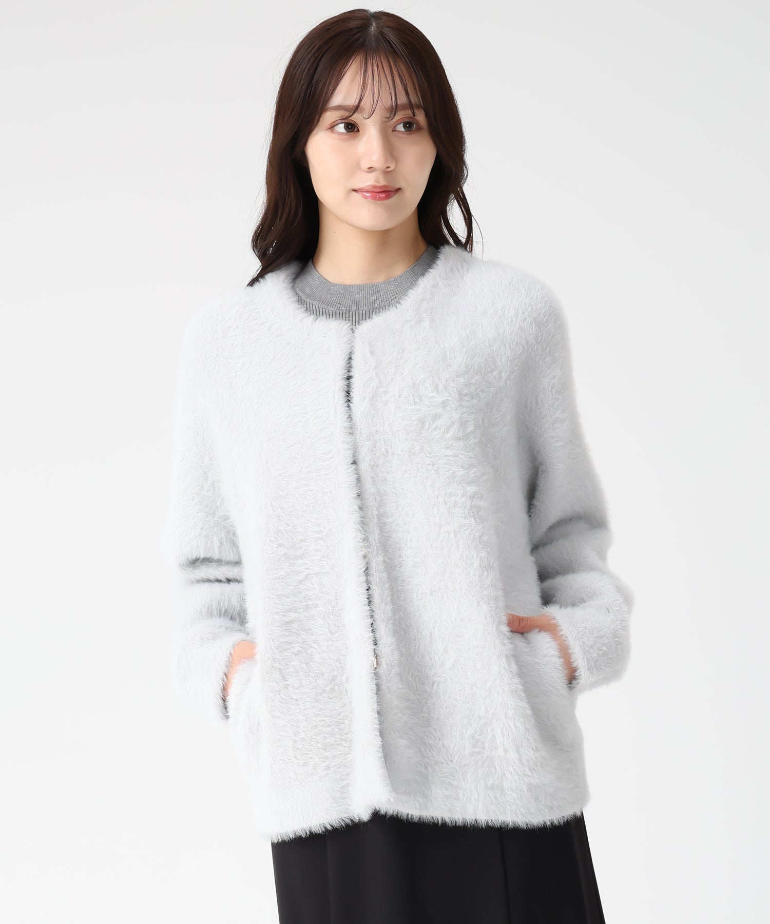 トランテアン ソン ドゥ モード 31 Sons de mode 2025秋冬新作 シャギーコーディガン TT538503 （GREY） GREY