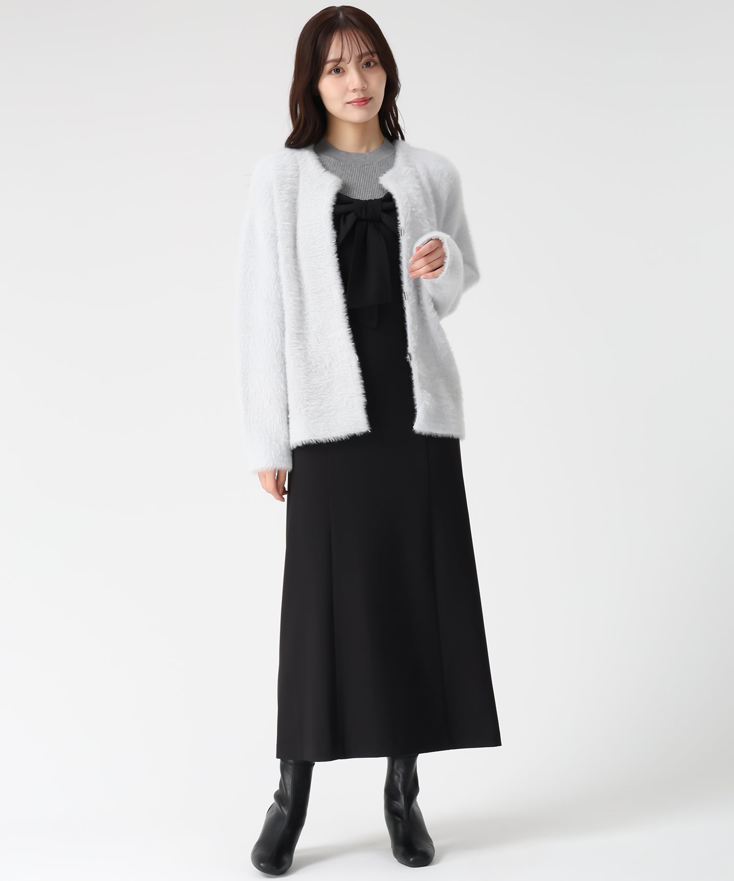 トランテアン ソン ドゥ モード 31 Sons de mode 2025秋冬新作 シャギーコーディガン TT538503 （GREY） GREY