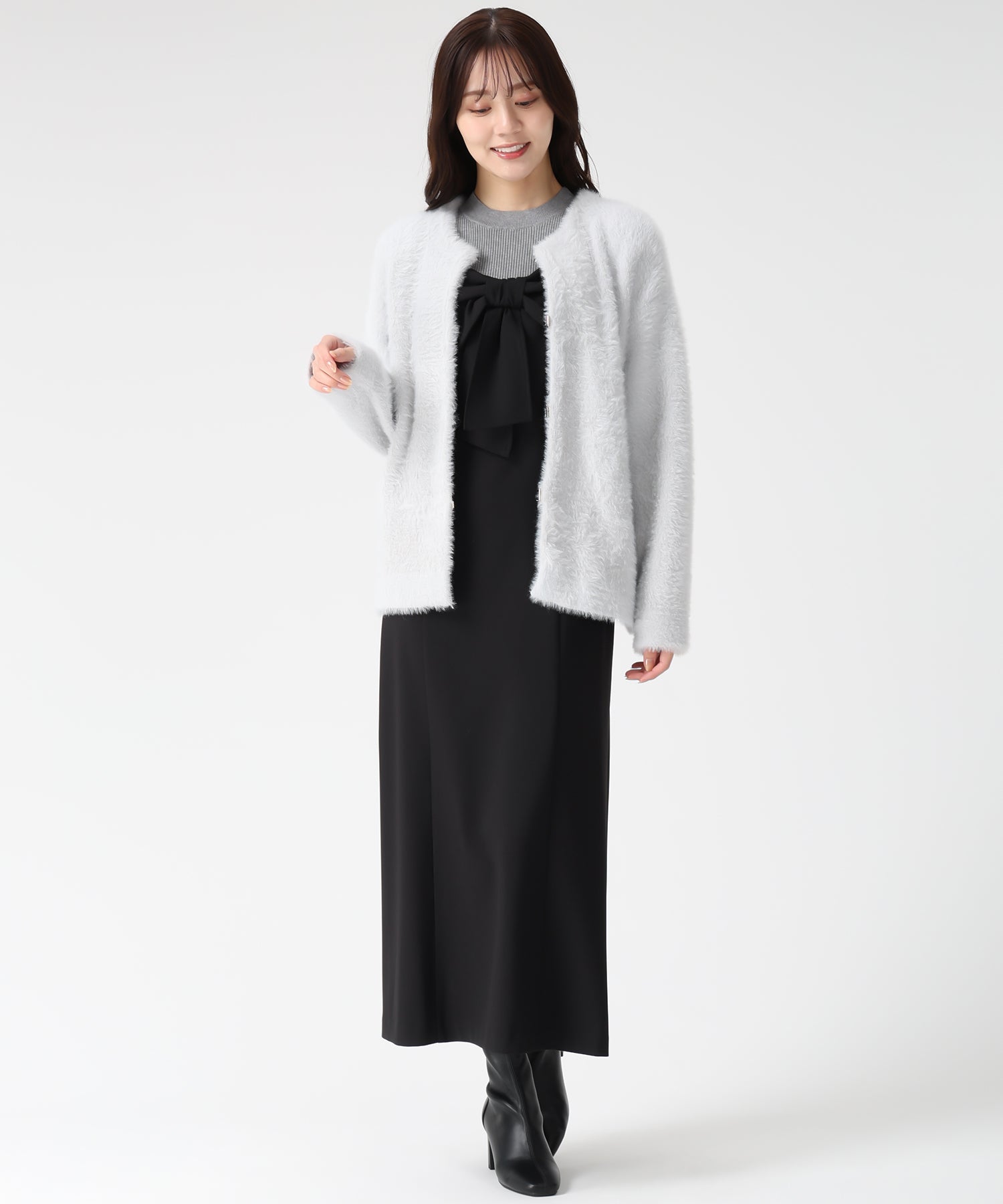 トランテアン ソン ドゥ モード 31 Sons de mode 2025秋冬新作 シャギーコーディガン TT538503 （GREY） GREY