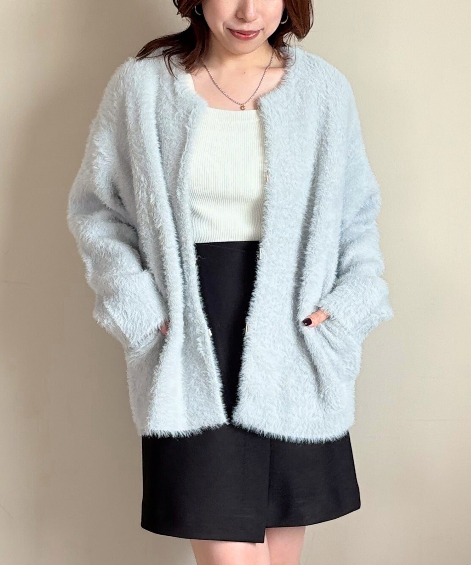 トランテアン ソン ドゥ モード 31 Sons de mode 2025秋冬新作 シャギーコーディガン TT538503 （GREY） GREY