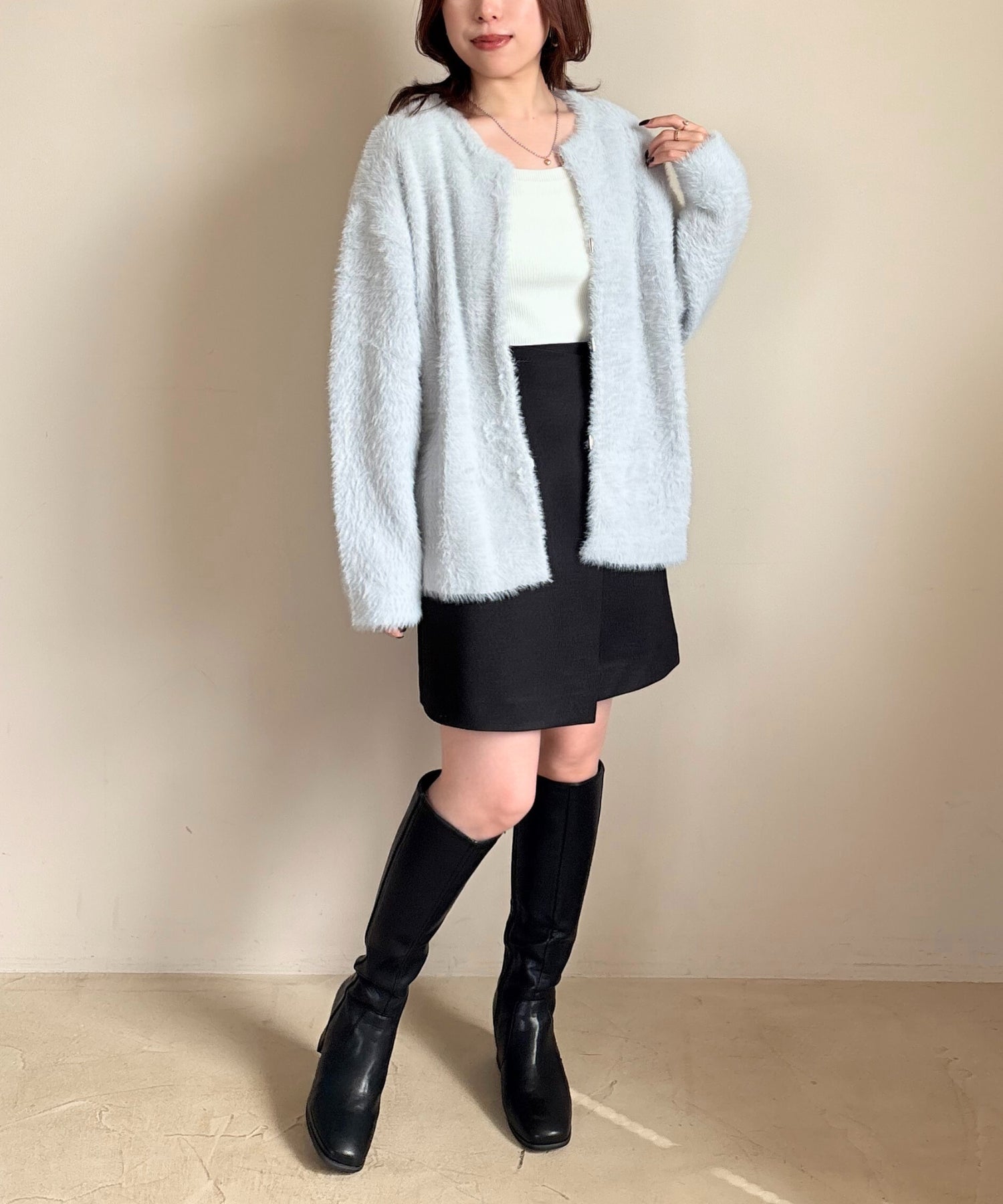 トランテアン ソン ドゥ モード 31 Sons de mode 2025秋冬新作 シャギーコーディガン TT538503 （GREY） GREY