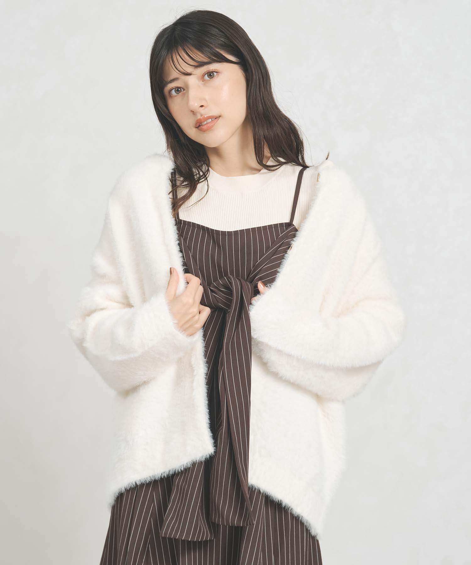 トランテアン ソン ドゥ モード 31 Sons de mode 2025秋冬新作 シャギーコーディガン TT538503 （OFF-WHITE） OFF-WHITE