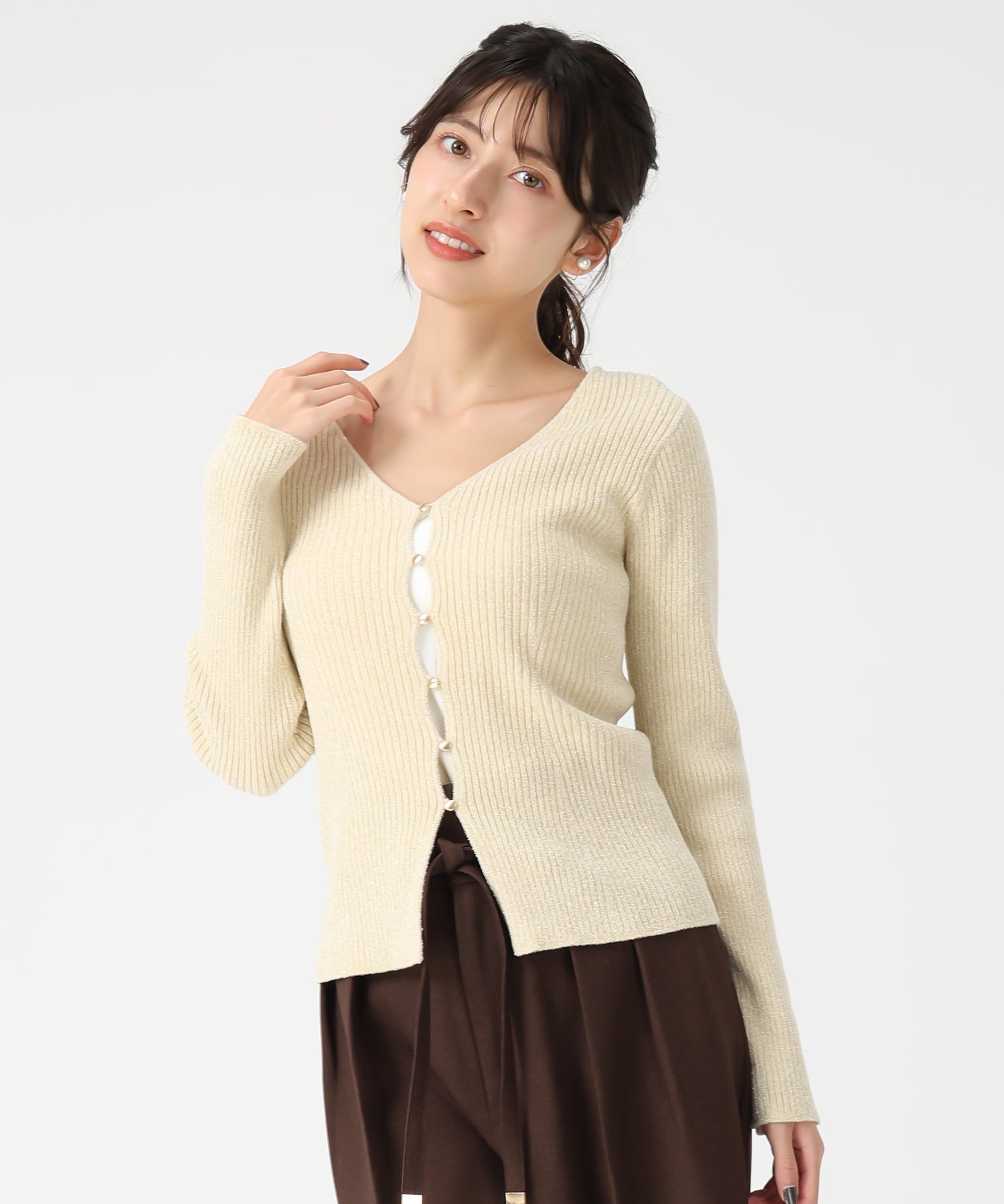 トランテアン ソン ドゥ モード 31 Sons de mode 2034秋冬新作 モールリブカーディガン TT538404 （YELLOW） YELLOW