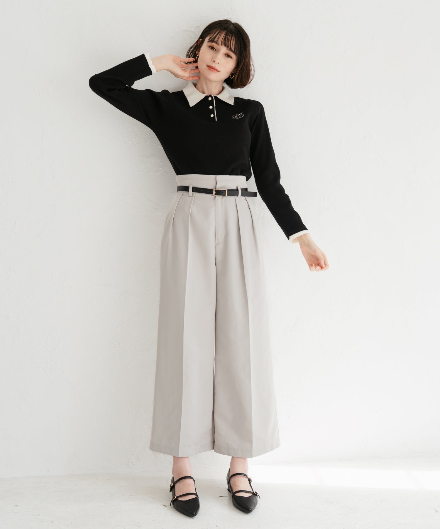 トランテアン ソン ドゥ モード 31 Sons de mode 値段未確定2025秋冬新作 合皮ベルト付チノパンツ TT537304 （GREIGE） GREIGE