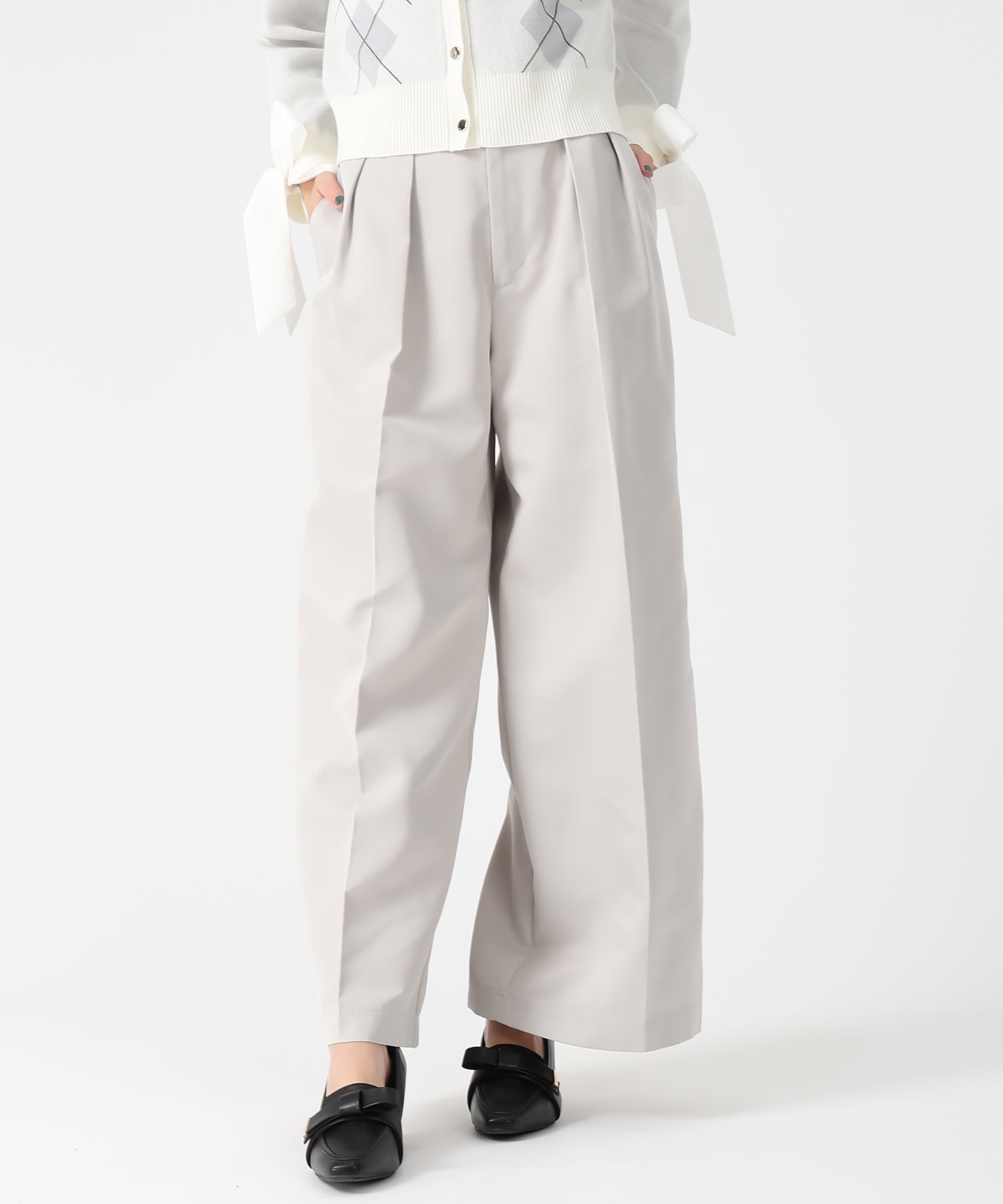 トランテアン ソン ドゥ モード 31 Sons de mode 値段未確定2025秋冬新作 合皮ベルト付チノパンツ TT537304 （GREIGE） GREIGE