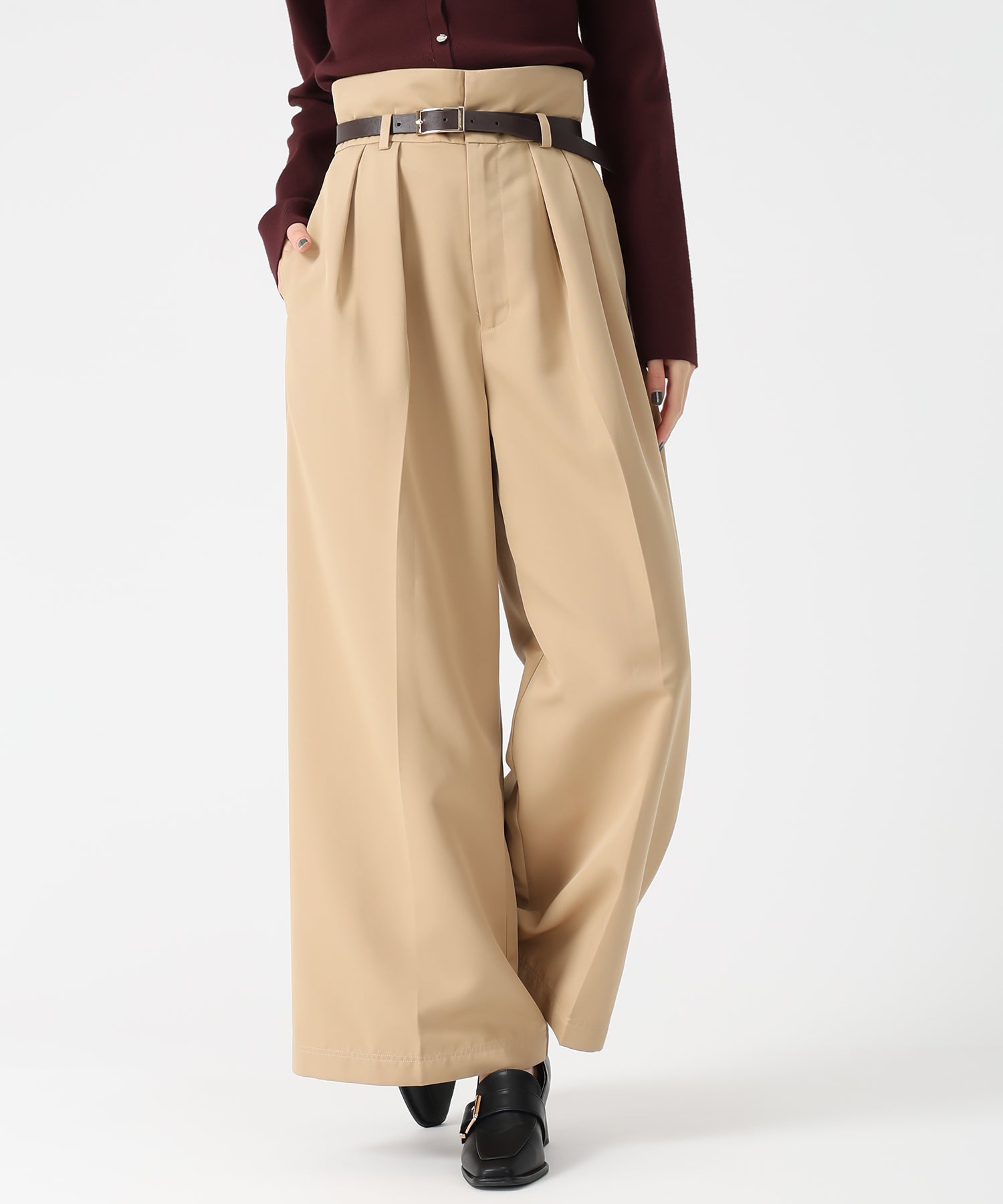 トランテアン ソン ドゥ モード 31 Sons de mode 値段未確定2025秋冬新作 合皮ベルト付チノパンツ TT537304 （CAMEL） CAMEL