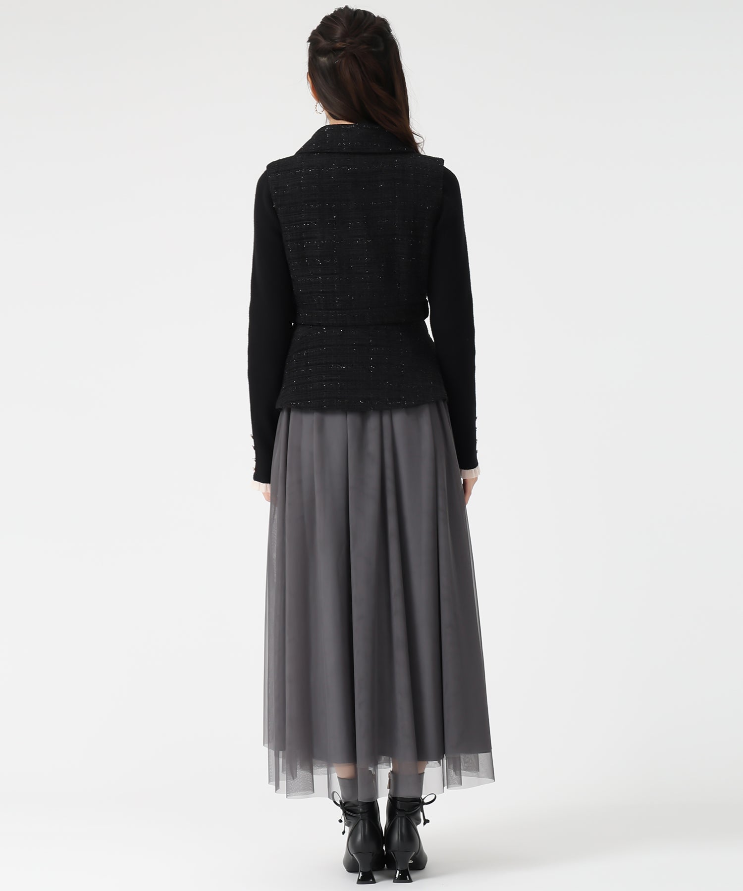 トランテアン ソン ドゥ モード 31 Sons de mode 2025秋冬新作 ツイードジレワンピース TT537412 （BLACK） BLACK