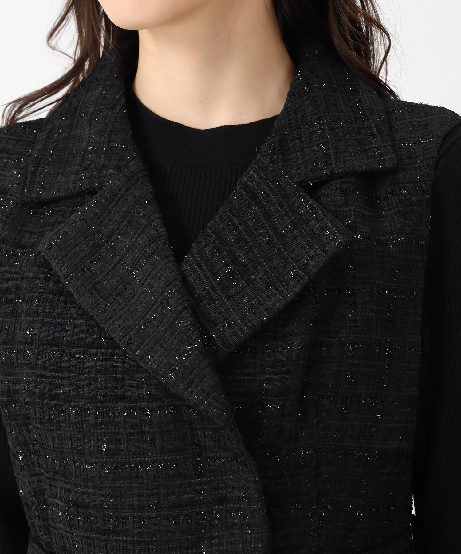 トランテアン ソン ドゥ モード 31 Sons de mode 2025秋冬新作 ツイードジレワンピース TT537412 （BLACK） BLACK