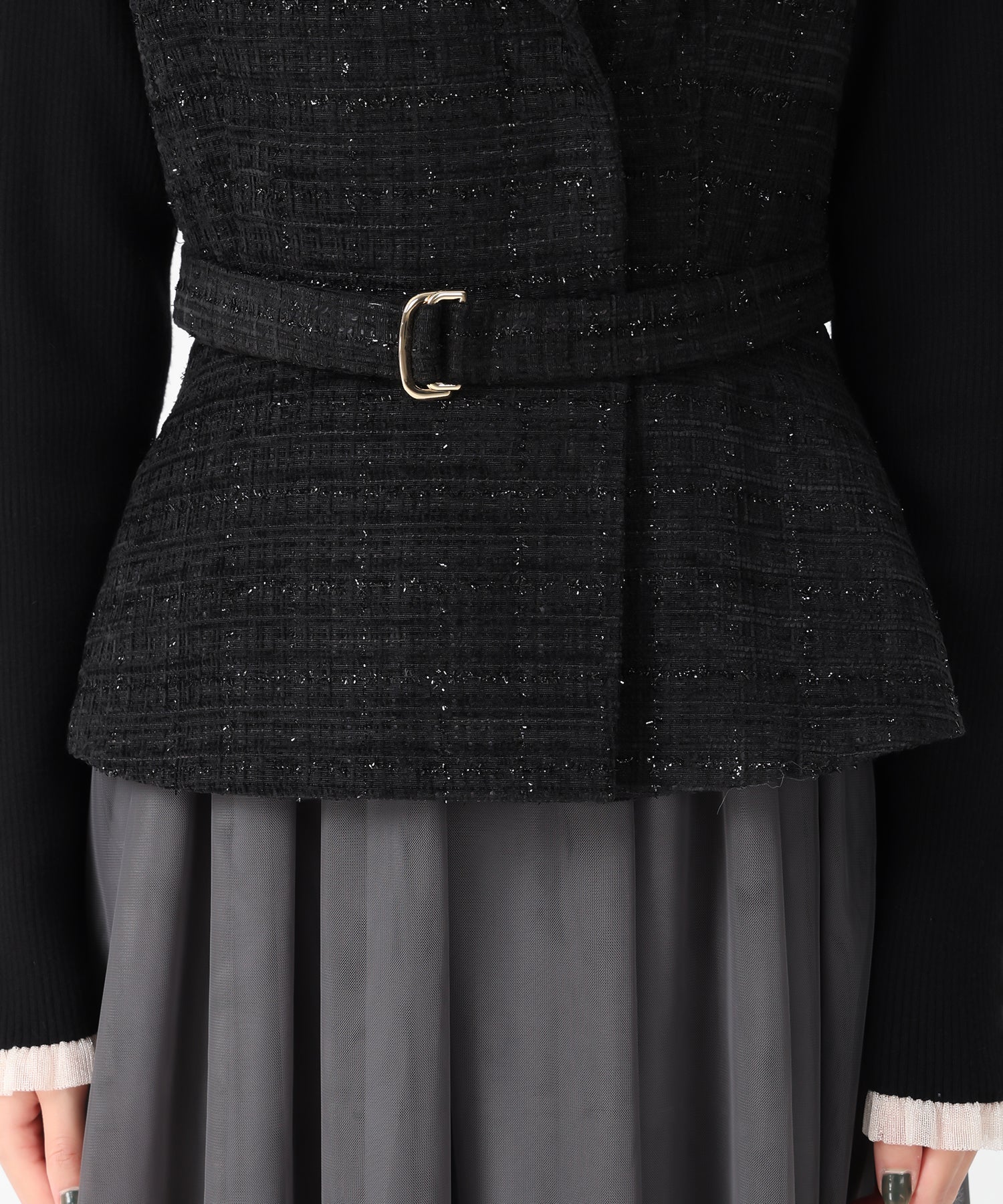 トランテアン ソン ドゥ モード 31 Sons de mode 2025秋冬新作 ツイードジレワンピース TT537412 （BLACK） BLACK