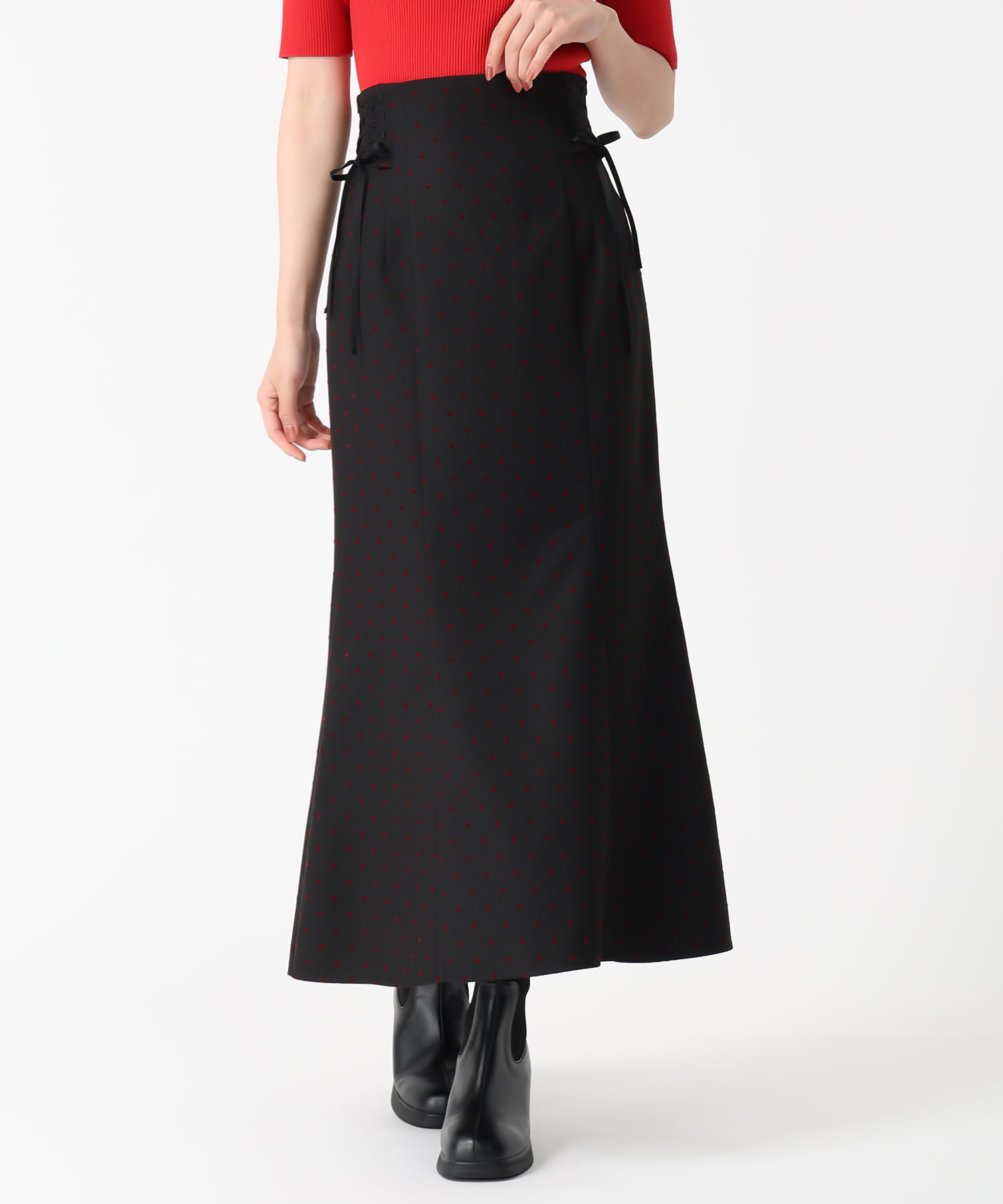 トランテアン ソン ドゥ モード 31 Sons de mode 2025秋冬新作 ハートフロッキースカート TT537214 （BLACK） BLACK