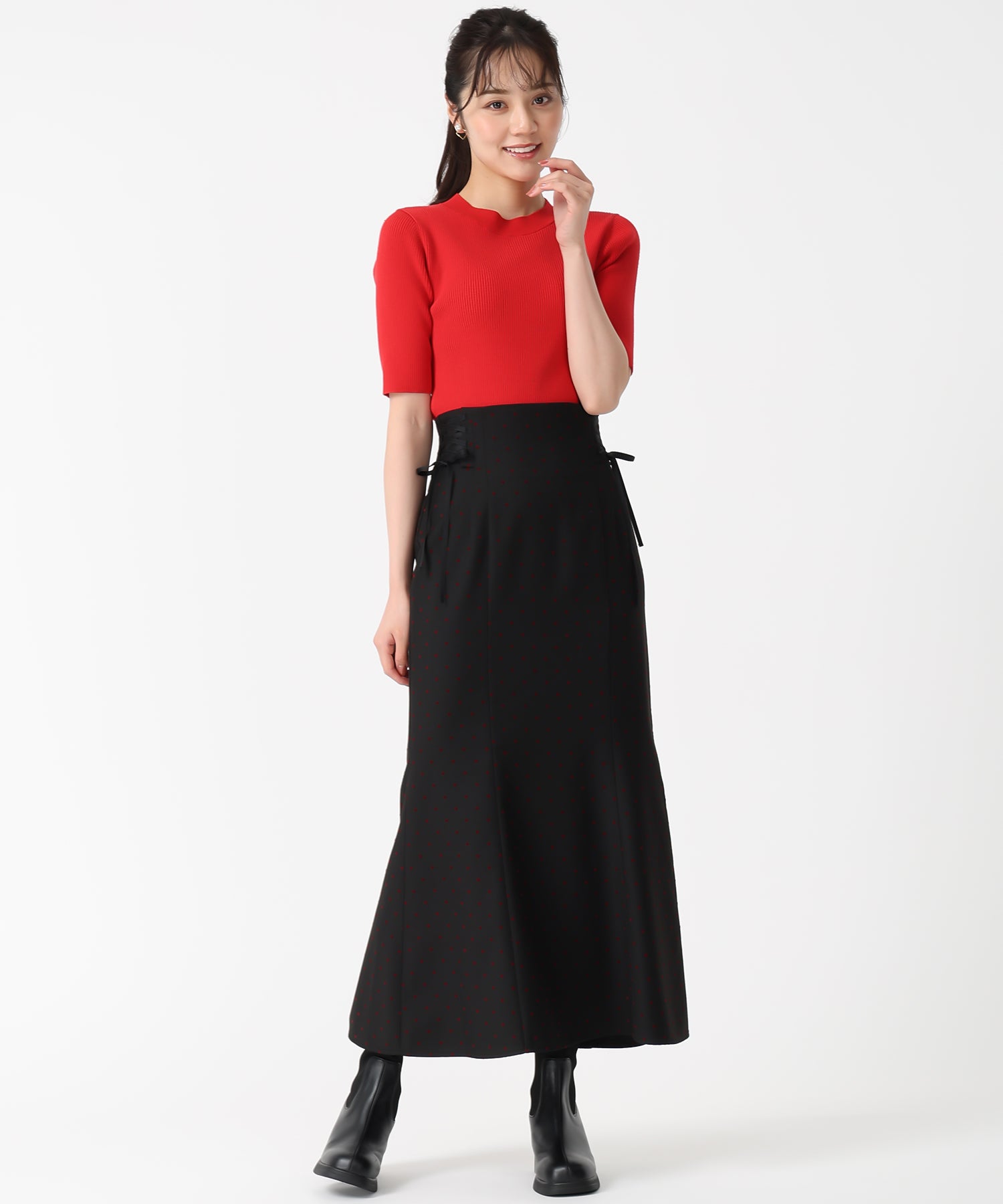 トランテアン ソン ドゥ モード 31 Sons de mode 2025秋冬新作 ハートフロッキースカート TT537214 （BLACK） BLACK