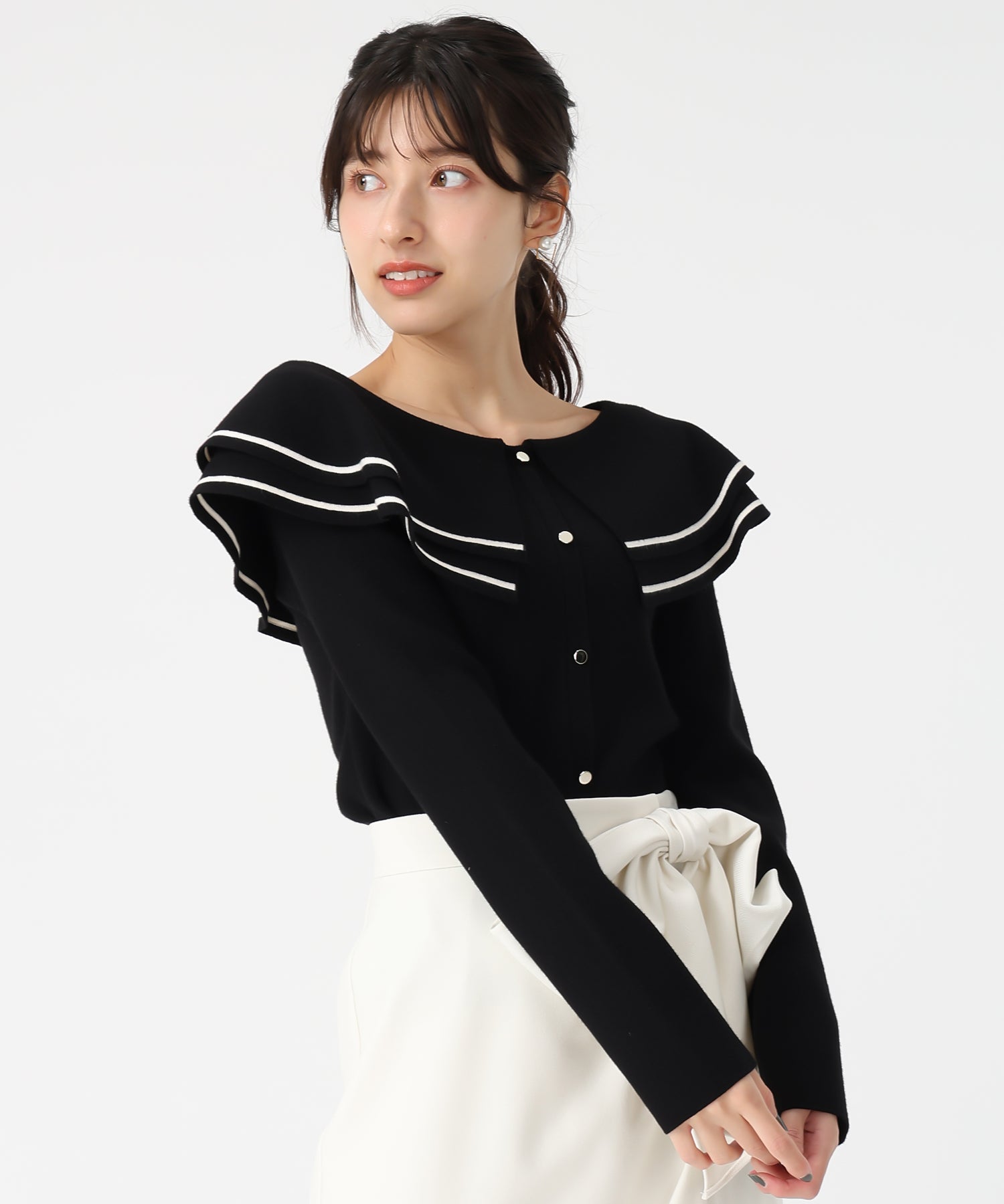 トランテアン ソン ドゥ モード 31 Sons de mode 2033秋冬新作 ビッグカラー配色ニット TT538313 （BLACK） BLACK