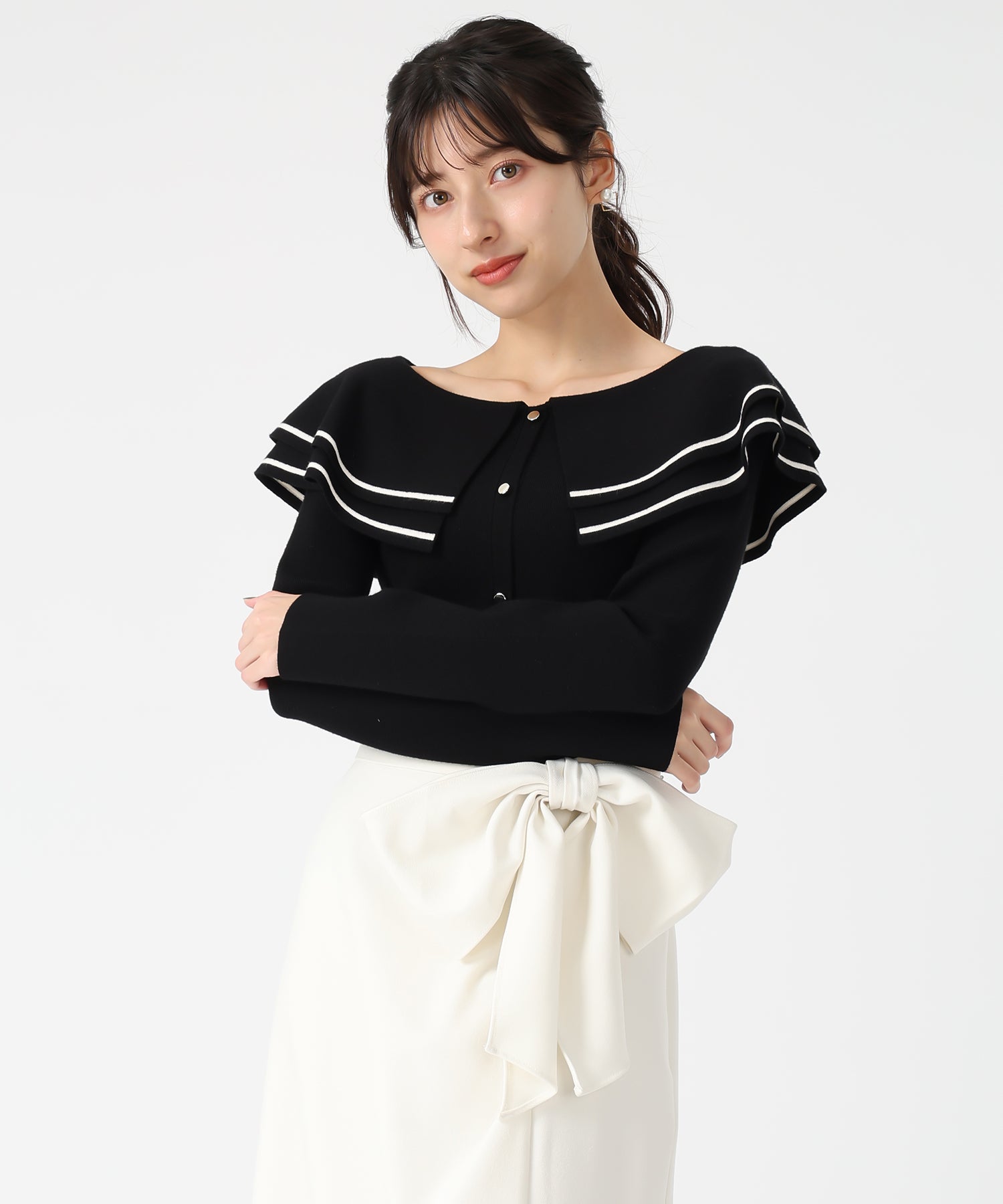 トランテアン ソン ドゥ モード 31 Sons de mode 2033秋冬新作 ビッグカラー配色ニット TT538313 （BLACK） BLACK