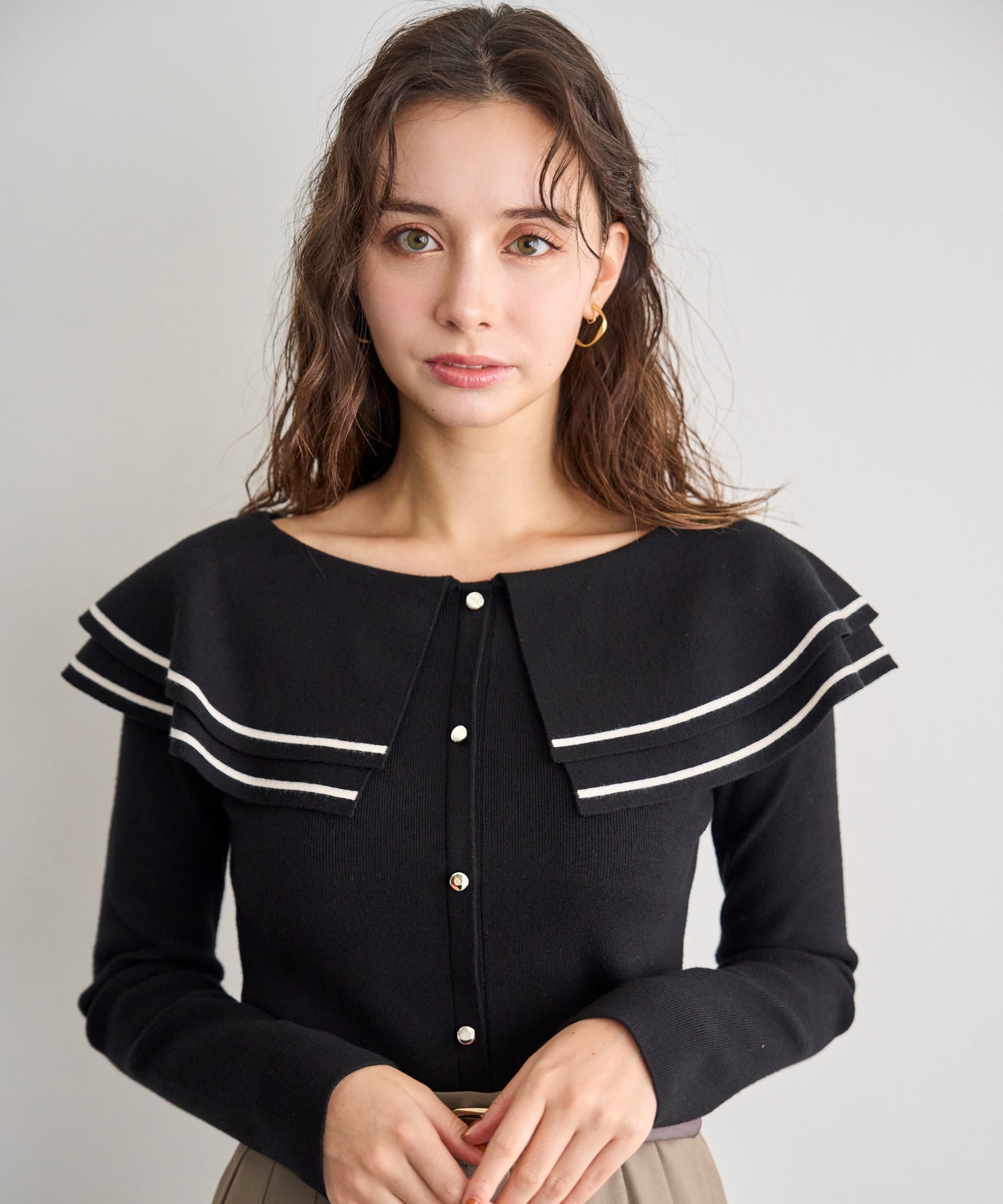 トランテアン ソン ドゥ モード 31 Sons de mode 2033秋冬新作 ビッグカラー配色ニット TT538313 （BLACK） BLACK