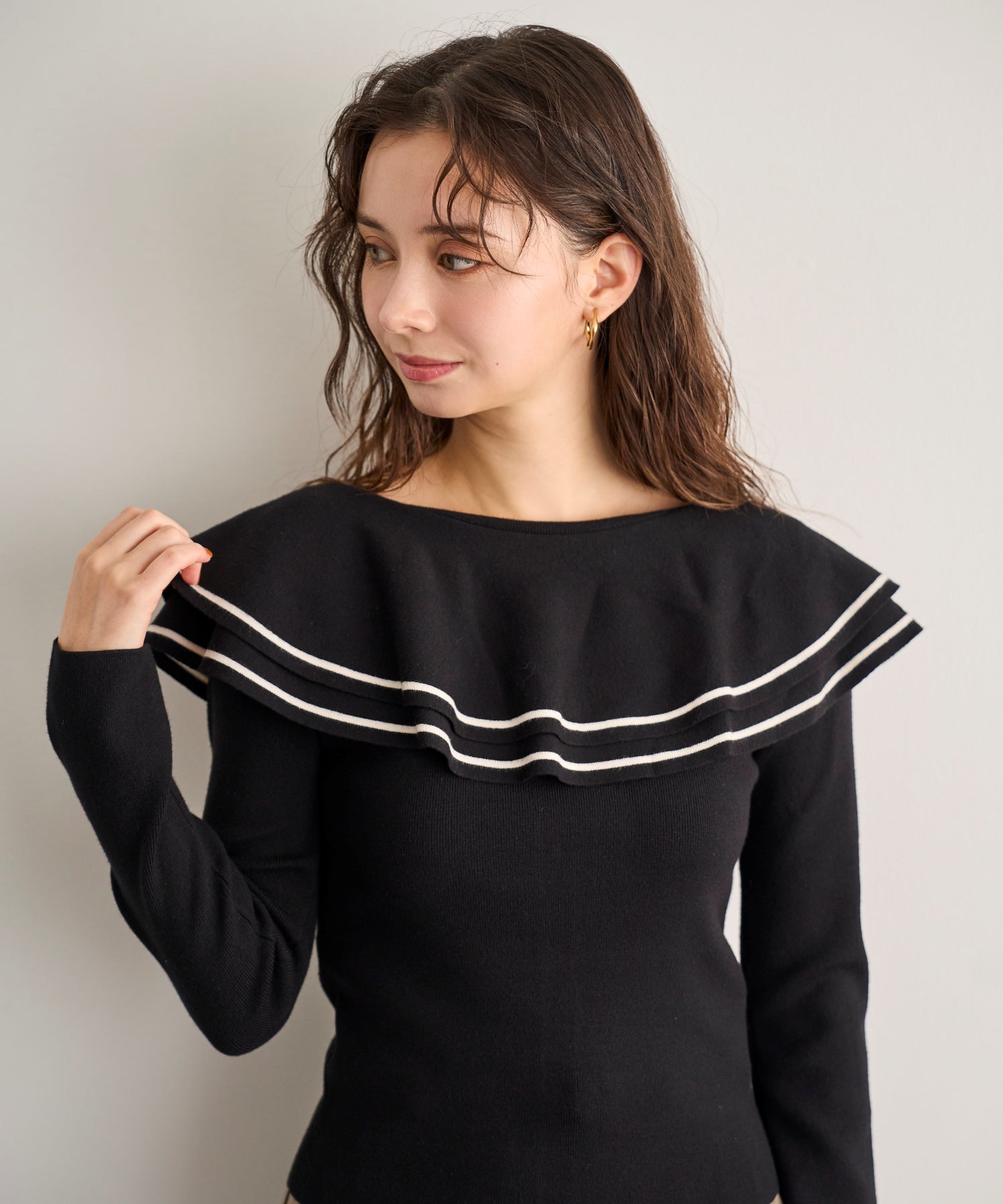 トランテアン ソン ドゥ モード 31 Sons de mode 2033秋冬新作 ビッグカラー配色ニット TT538313 （BLACK） BLACK