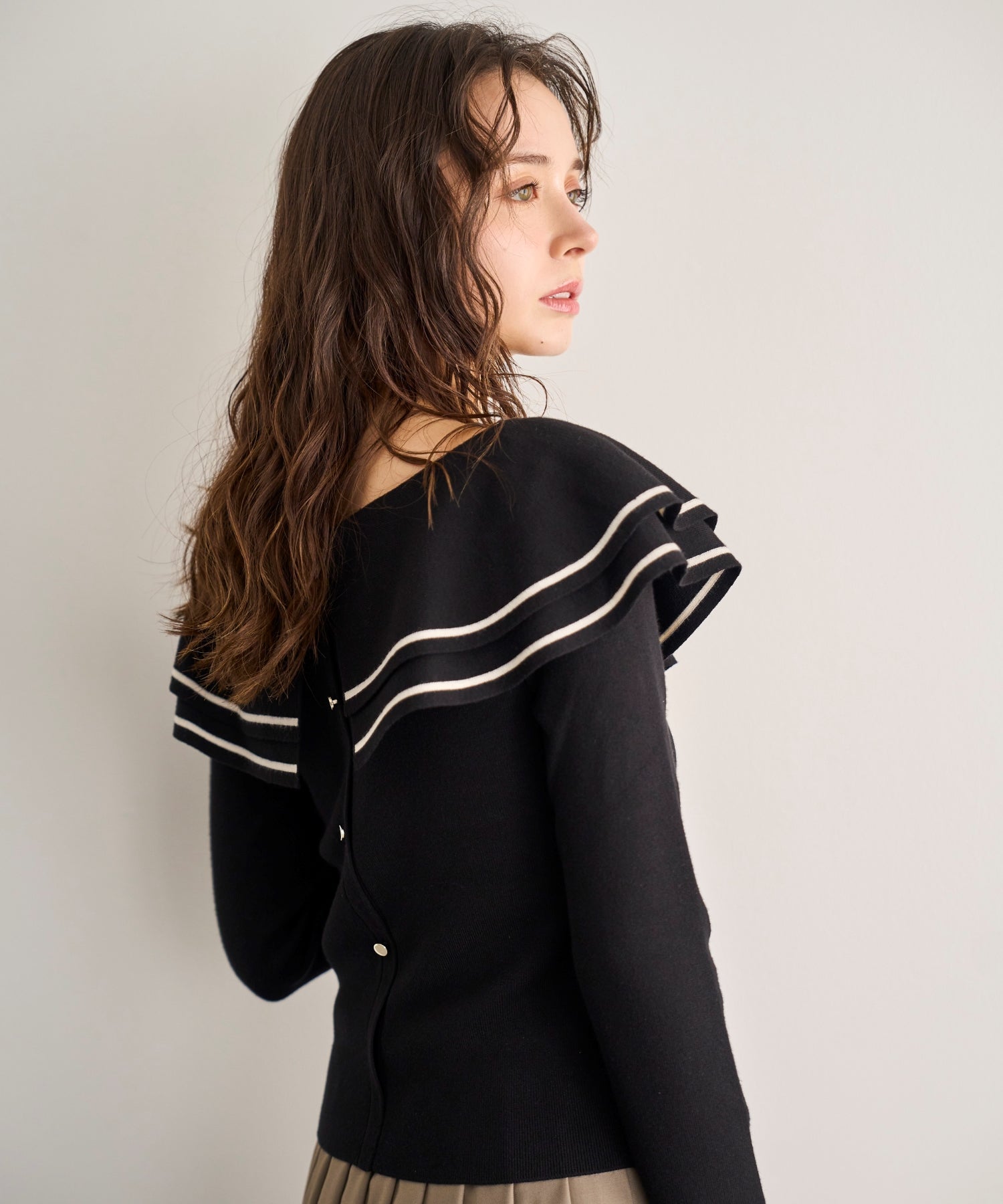 トランテアン ソン ドゥ モード 31 Sons de mode 2033秋冬新作 ビッグカラー配色ニット TT538313 （BLACK） BLACK