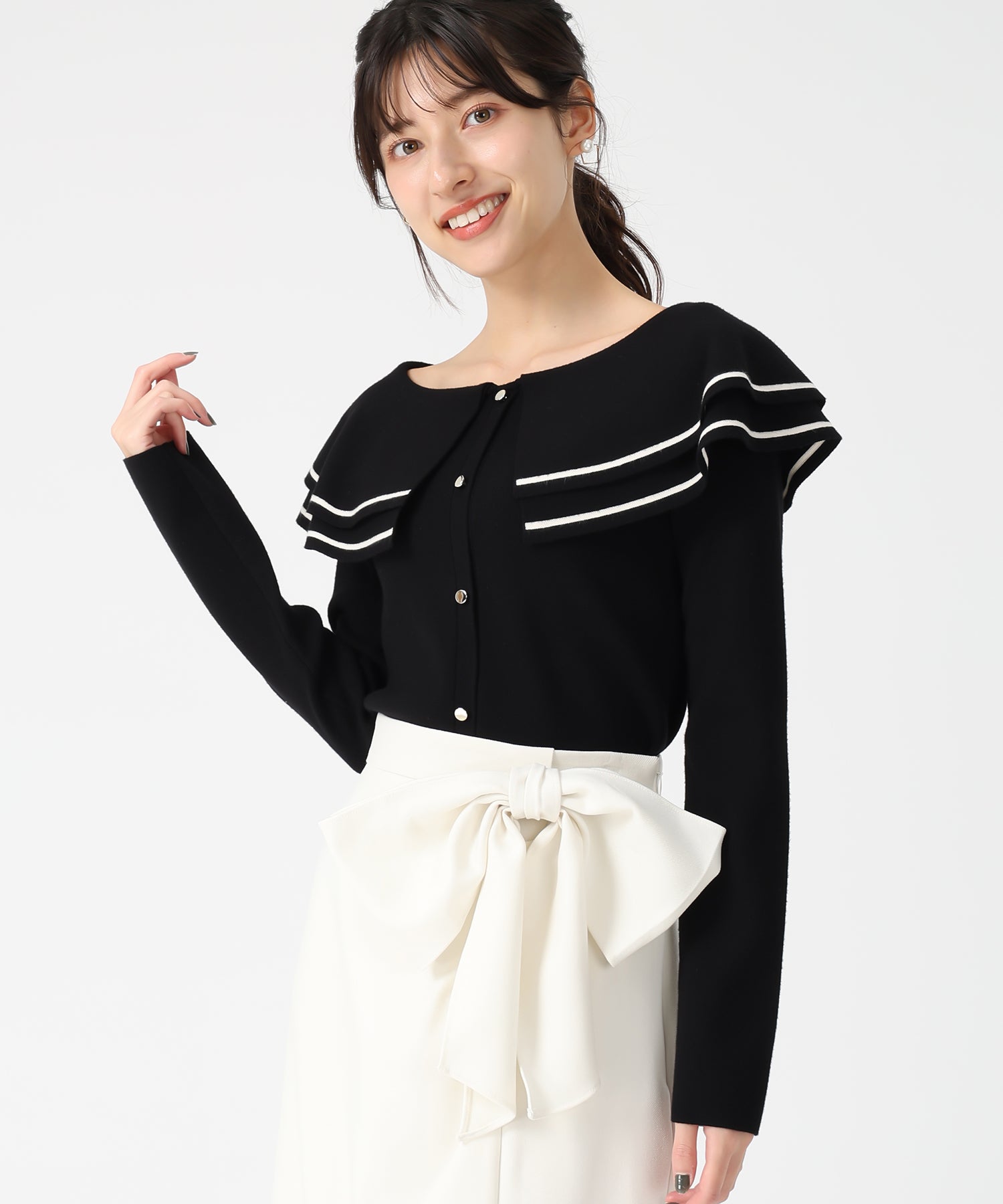 トランテアン ソン ドゥ モード 31 Sons de mode 2033秋冬新作 ビッグカラー配色ニット TT538313 （BLACK） BLACK