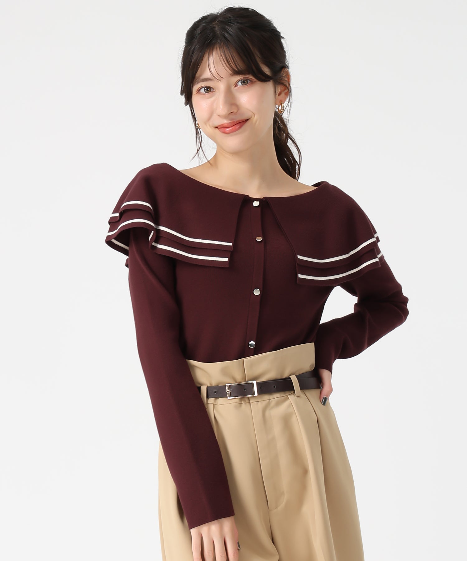 トランテアン ソン ドゥ モード 31 Sons de mode 2033秋冬新作 ビッグカラー配色ニット TT538313 （BROWN） BROWN