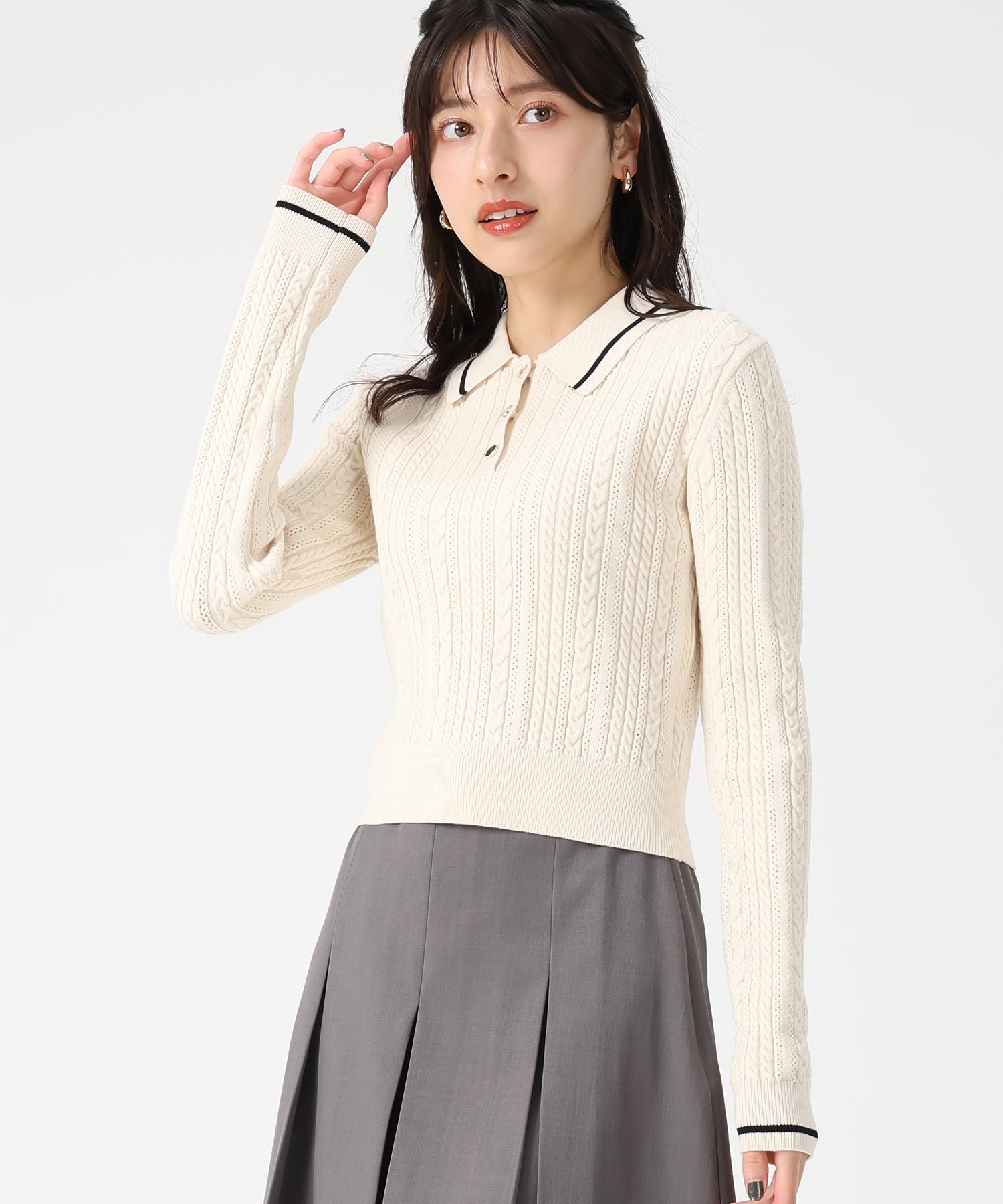 トランテアン ソン ドゥ モード 31 Sons de mode 2032秋冬新作 ケーブルポロニット TT538312 （IVORY） IVORY