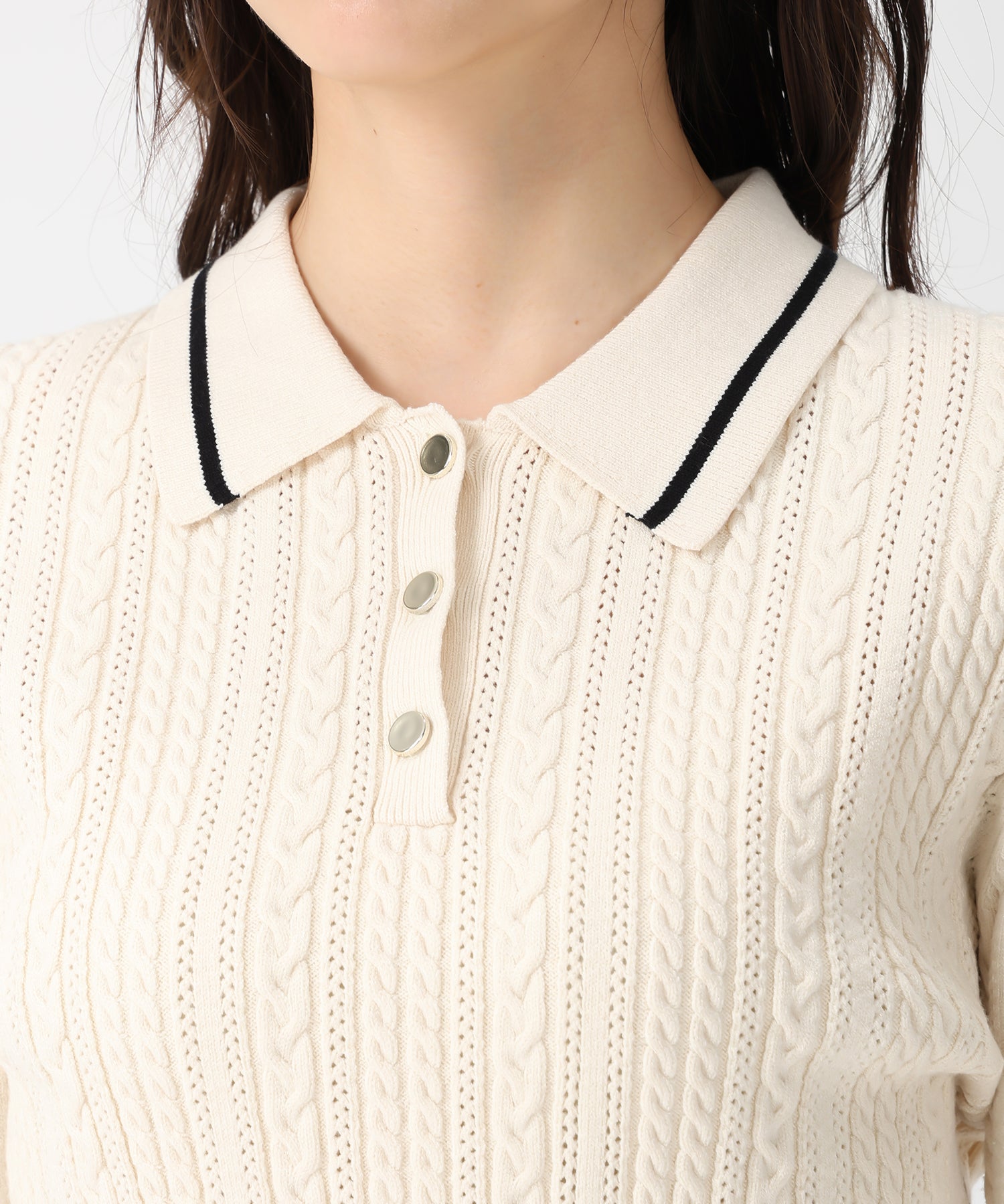 トランテアン ソン ドゥ モード 31 Sons de mode 2032秋冬新作 ケーブルポロニット TT538312 （IVORY） IVORY