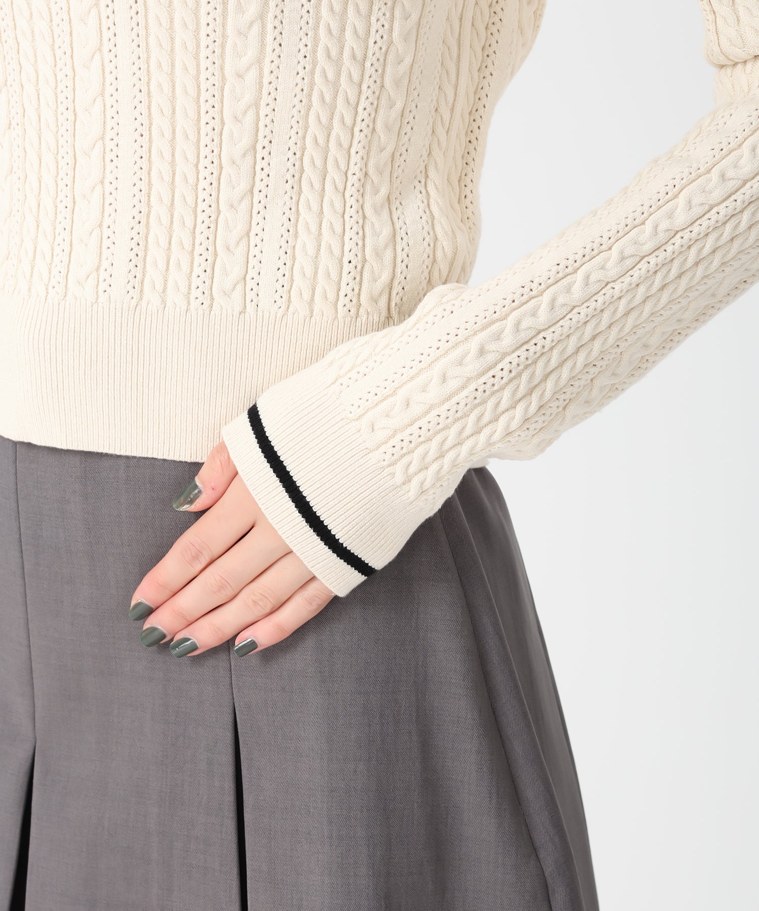 トランテアン ソン ドゥ モード 31 Sons de mode 2032秋冬新作 ケーブルポロニット TT538312 （IVORY） IVORY