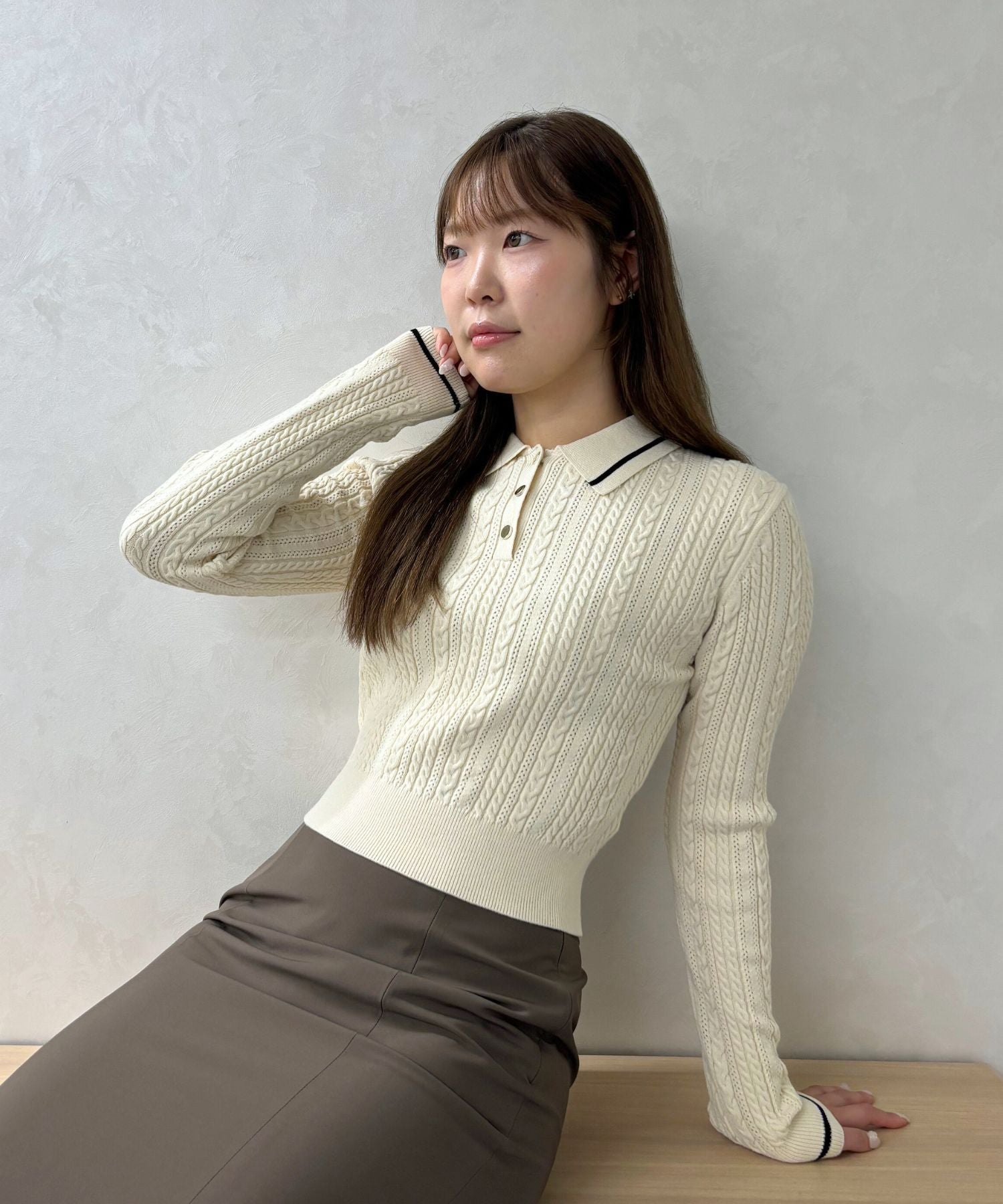 トランテアン ソン ドゥ モード 31 Sons de mode 2032秋冬新作 ケーブルポロニット TT538312 （IVORY） IVORY