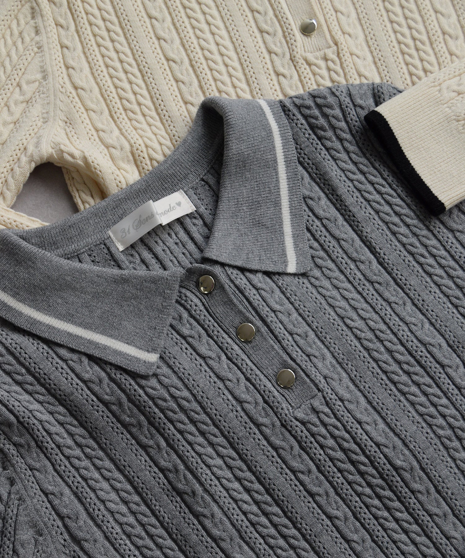 トランテアン ソン ドゥ モード 31 Sons de mode 2032秋冬新作 ケーブルポロニット TT538312 （IVORY） IVORY